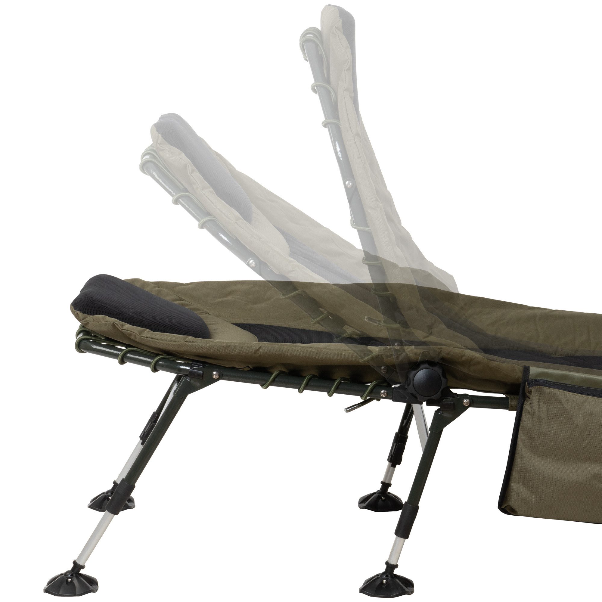 CampFeuer Angelliege Karpfenliege XXL, 200 x 81 x 41-98 cm, Campingliege, faltbar Einfach auf- und abzubauen