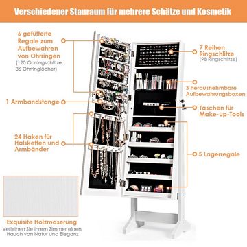 COSTWAY Schmuckschrank Ganzkörperspiegel, abschließbar&Neigungsverstellbar