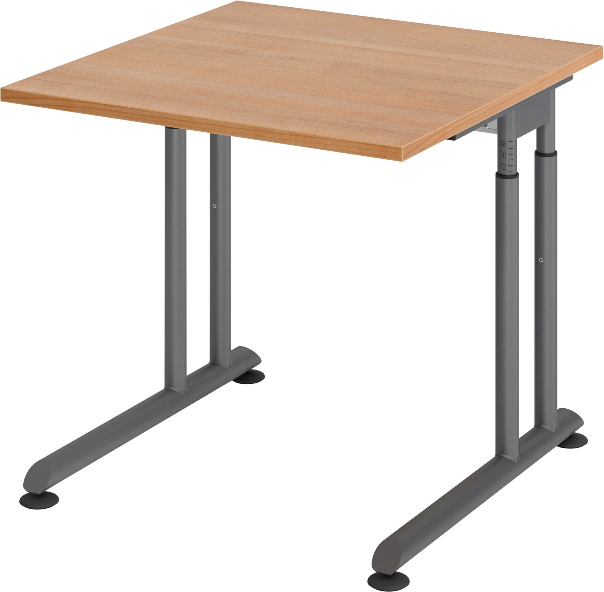 Schreibtisch - - Graphit Nussbaum Gestell: bümö 80 Serie-Z, x 80 cm Dekor: Quadrat: Schreibtisch