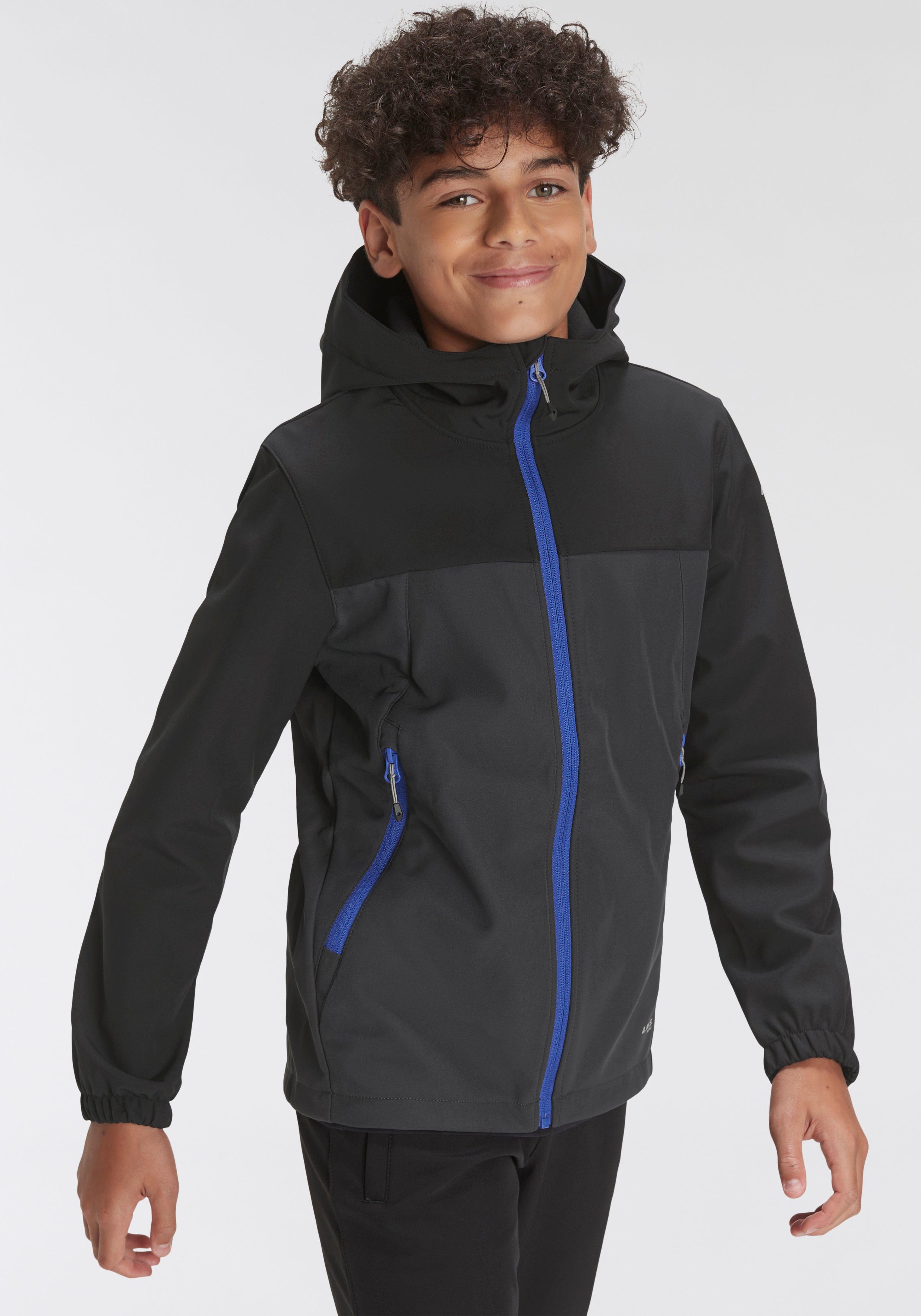 wasserabweisendem Kinder Softshelljacke Icepeak ANTHRACITE KONAN und Material aus winddichtem für -