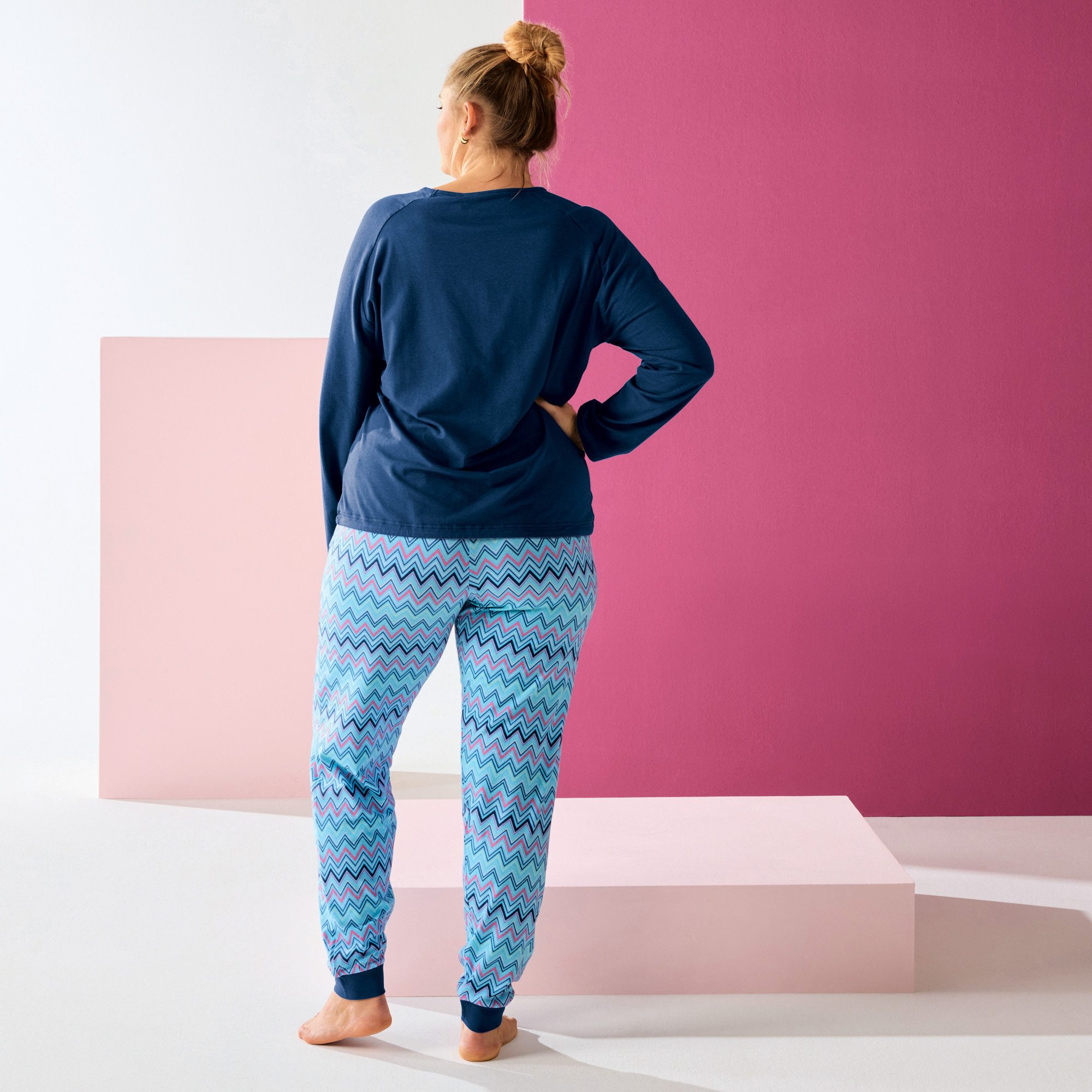 Erwin Müller Pyjama Damen-Schlafanzug Single-Jersey gemustert