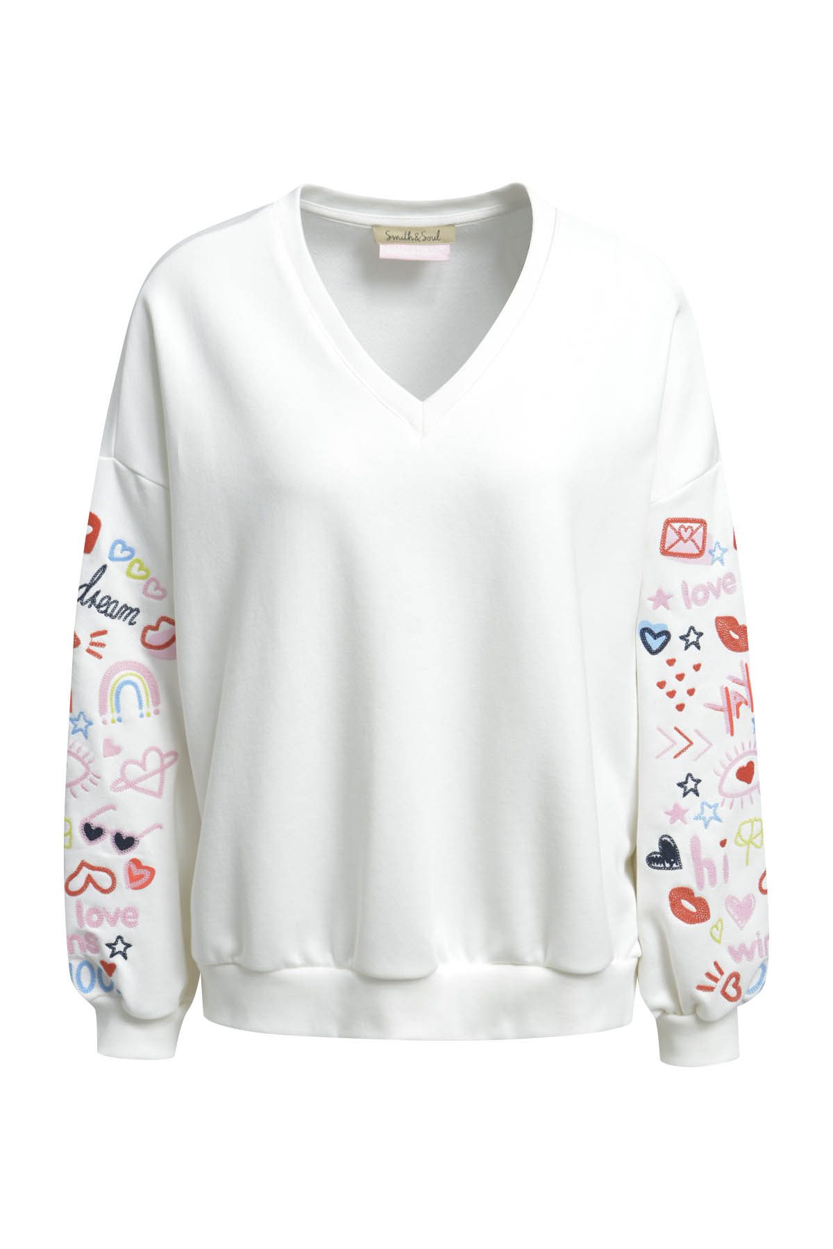 Smith & Soul Sweatshirt mit V-Ausschnitt, Oversize, bestickt günstig online kaufen