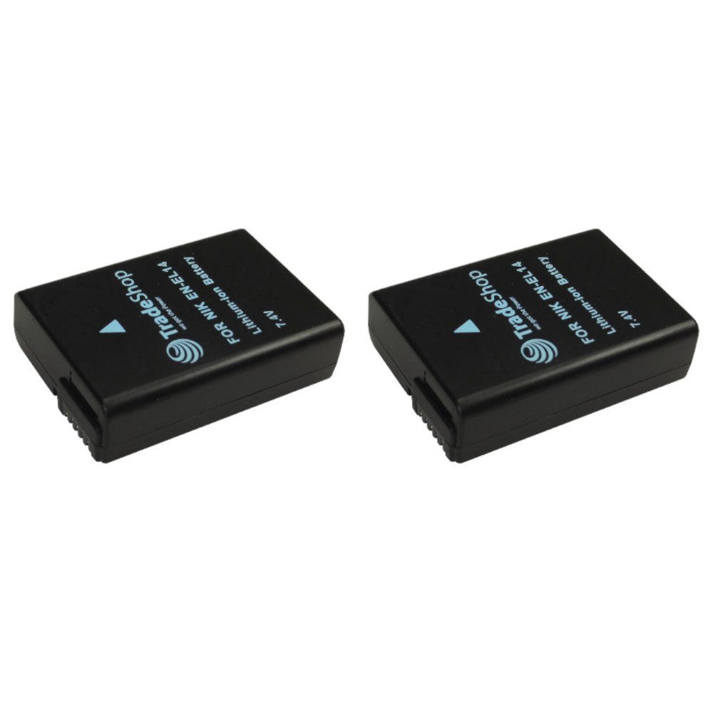 Trade-Shop 2x Akku passend für Nikon D3100 D3200 D5100 P7000 P7100 P7700 EN-EL14 Kamera-Akku Li-Ion 1030 mAh (7,4 V)
