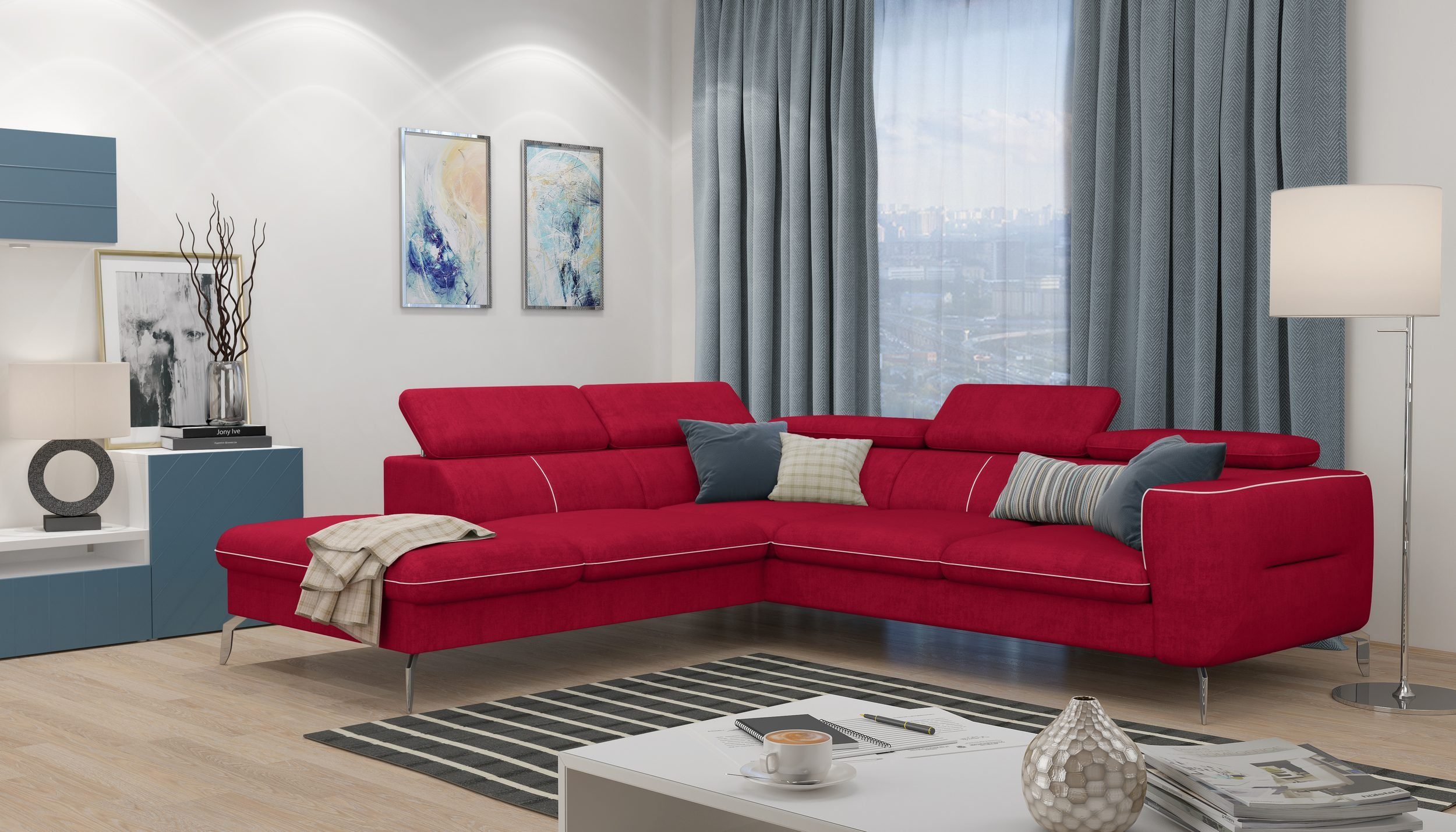 Stylefy Ecksofa Diogo, L-Form, Eckcouch, mane links oder rechts bestellbar, frei im Raum stellbar, Modern Design, Sitzkomfort, inklusive Kopfteilverstellung