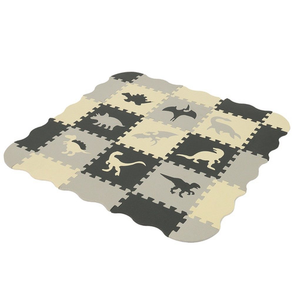 KRUZZEL Lernspielzeug Schaumstoffpuzzle Spielunterlage (Spar-Set, 35-St., wasserdicht), Dinosaurier-Elemente fördern Farb- und Formerkennung, Kreativität