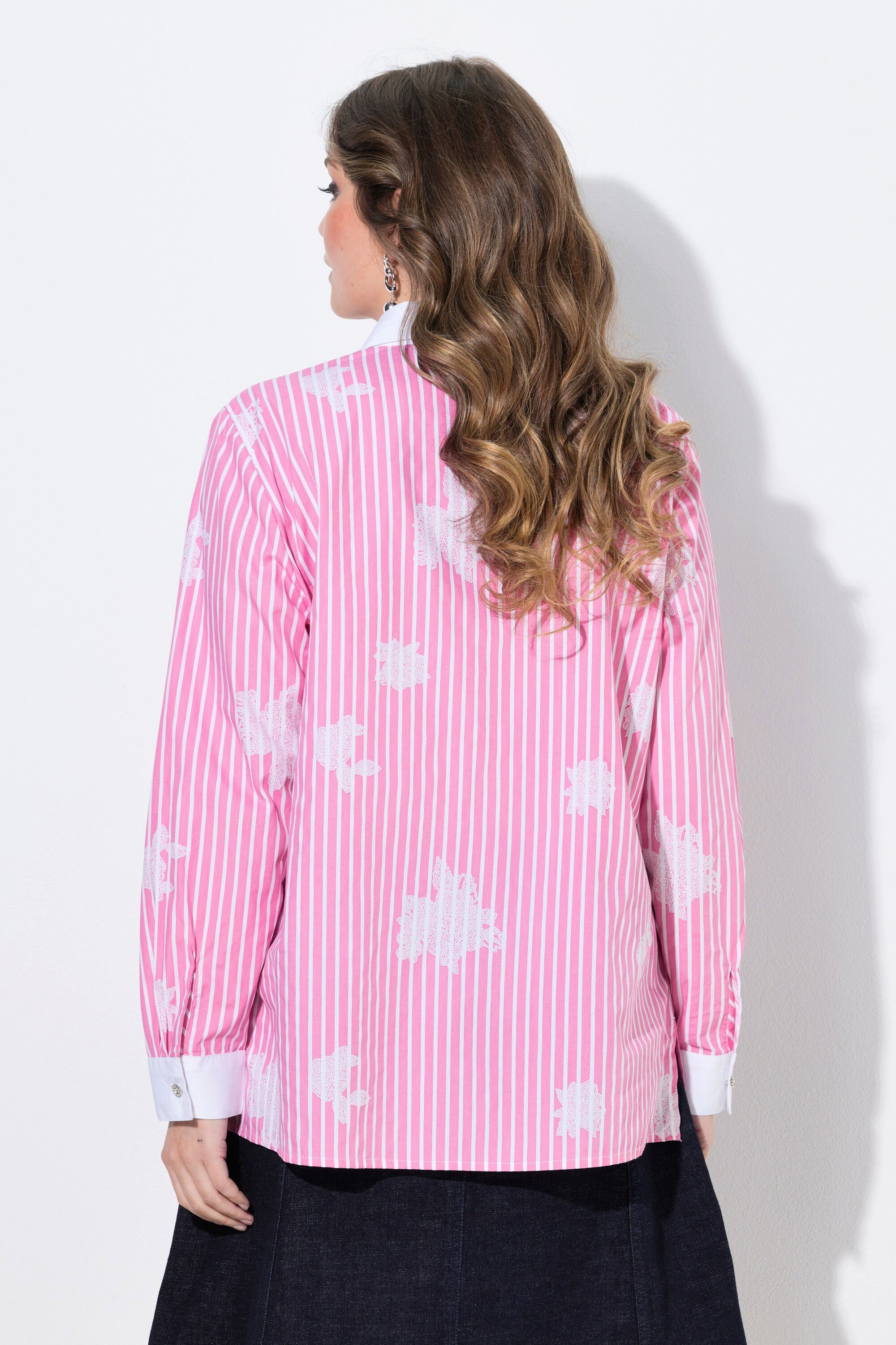 MIAMODA Longbluse Streifenbluse Pailletten Stickdruck Langarm