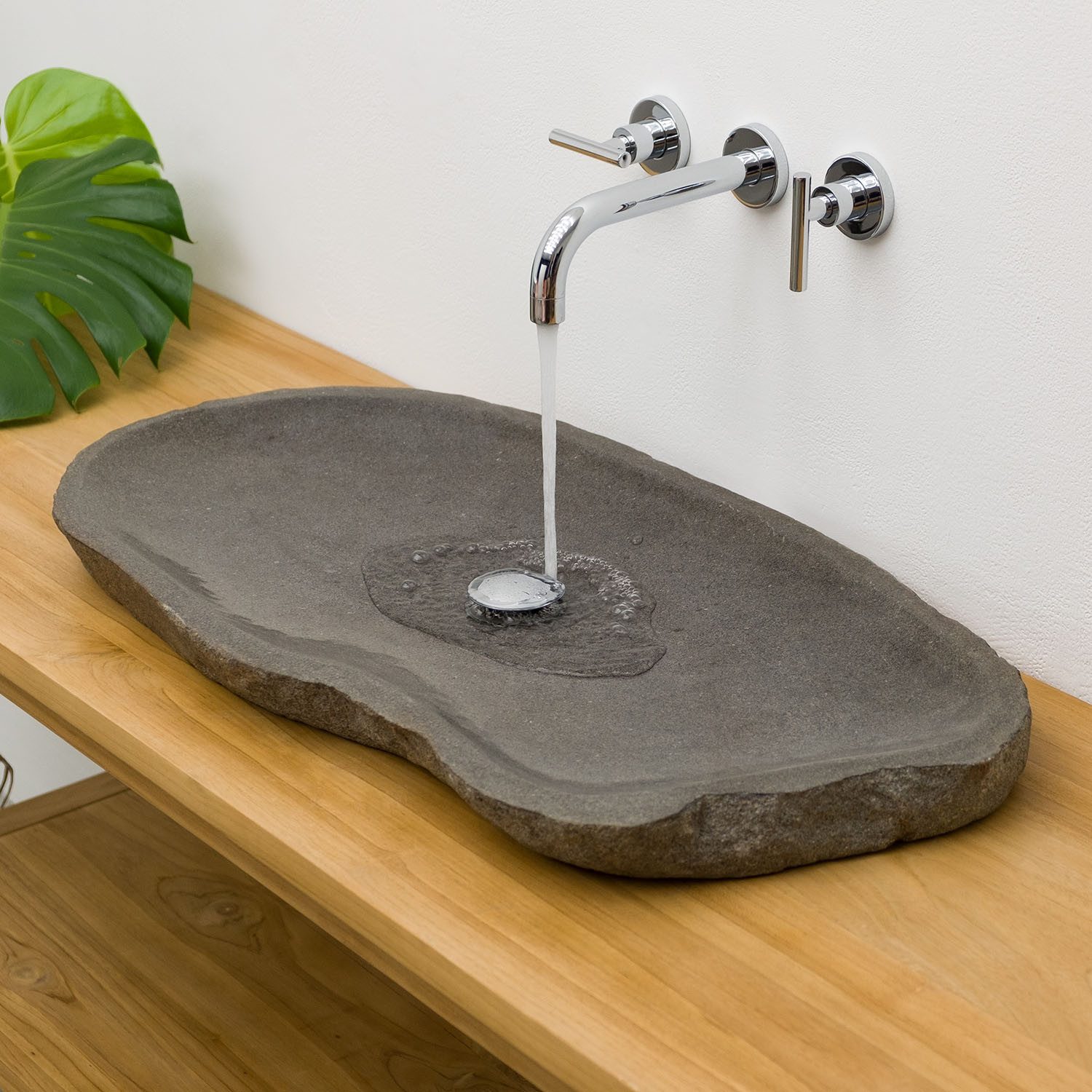 wohnfreuden Aufsatzwaschbecken Naturstein Waschbecken 80 cm extraflach (Kein Set), 126379