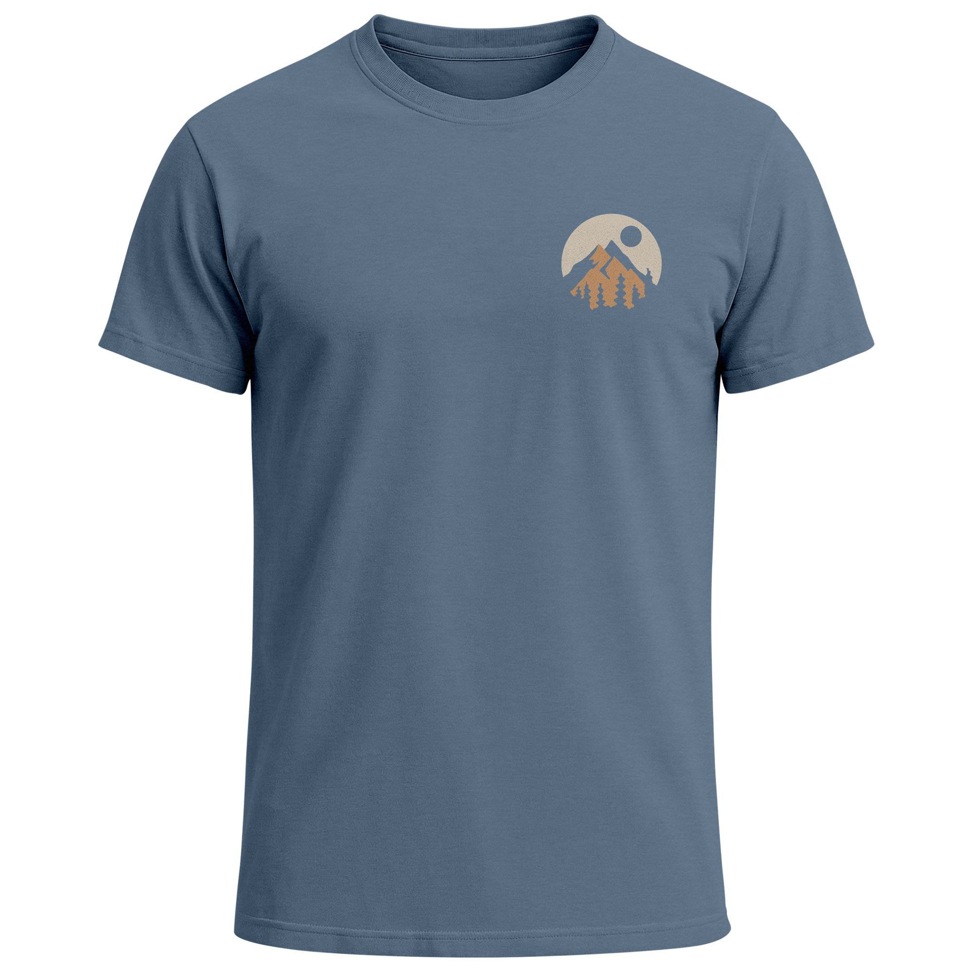 Print-Shirt Herren T-Shirt Logoprint Gebirge Naturmotiv Printshirt Outdoor