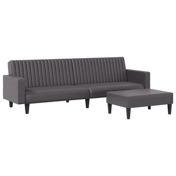 vidaXL Sofa 2-tlg. Sofagarnitur Grau Kunstleder