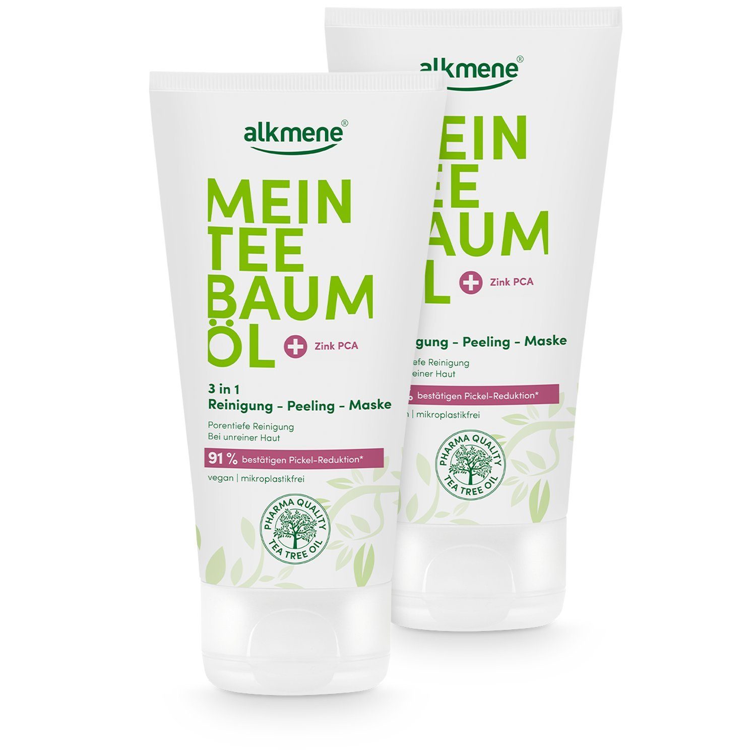 alkmene Peeling 3in1 Körperpeeling Reinigung 2x bestätigt, Pickel 2-tlg. Maske Reduktion 150 91% ml,