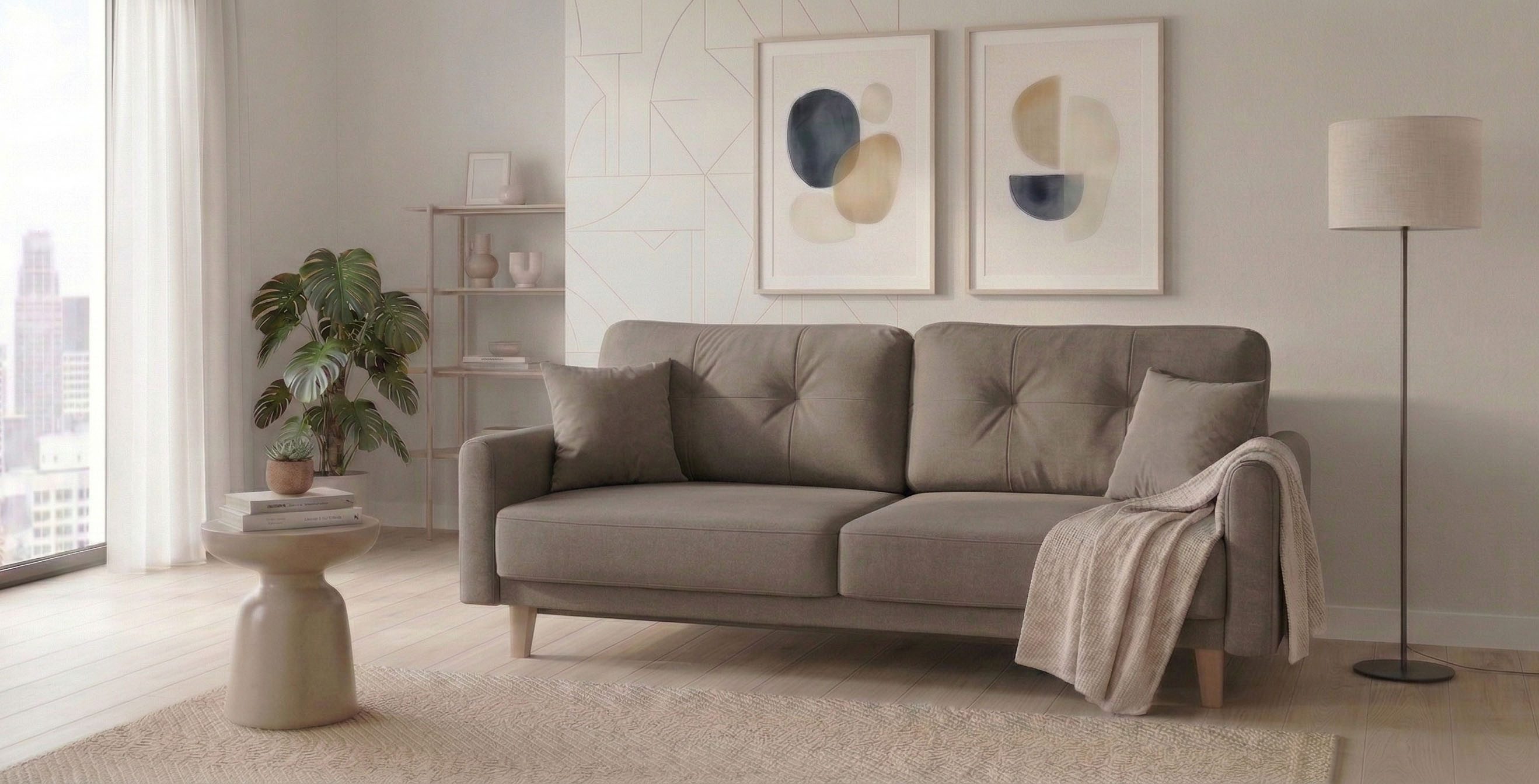 OTTO home 3-Sitzer TRIPLO optionale Schlafsofa mit Bettkasten, Maße B/T/H: 215/100/89 cm, Wahlweise Bettfunktion - Liegefläche 145x191 cm, Rücken-, Zierkissen