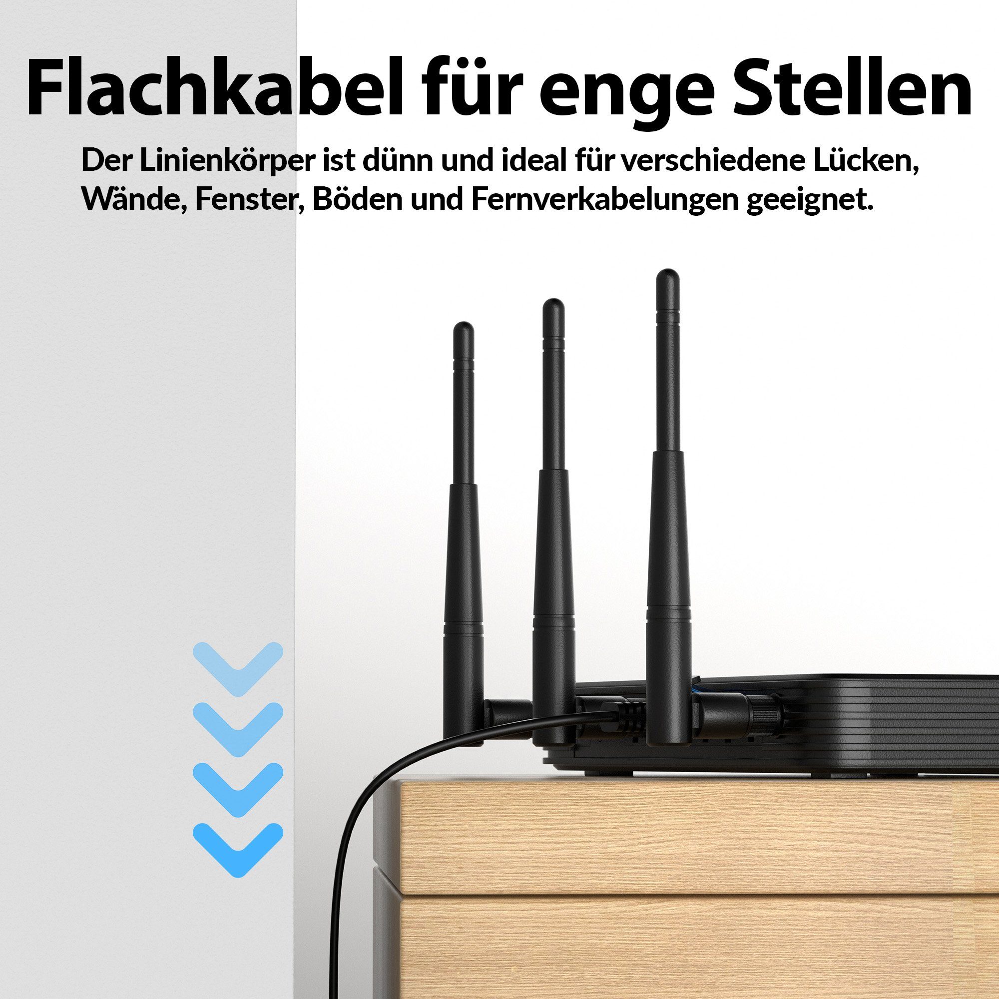 JAMEGA CAT 7 Flachkabel, RJ45 LAN Ethernet Patchkabel Netzwerk LAN-Kabel, CAT.7, RJ-45 Stecker (Ethernet) (25 cm) – Bild 4 von 5