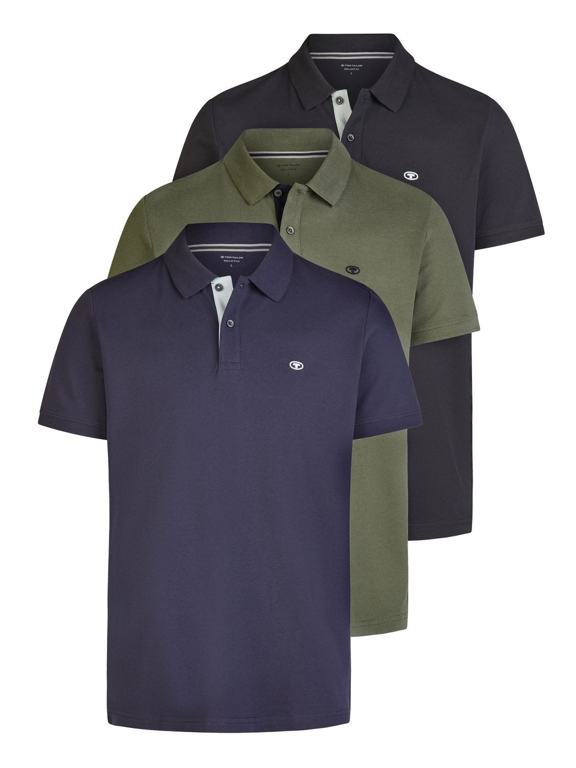 TOM TAILOR Poloshirt Herren Poloshirt 3er-Set Regular Fit (Vorteilspack, 3- günstig online kaufen