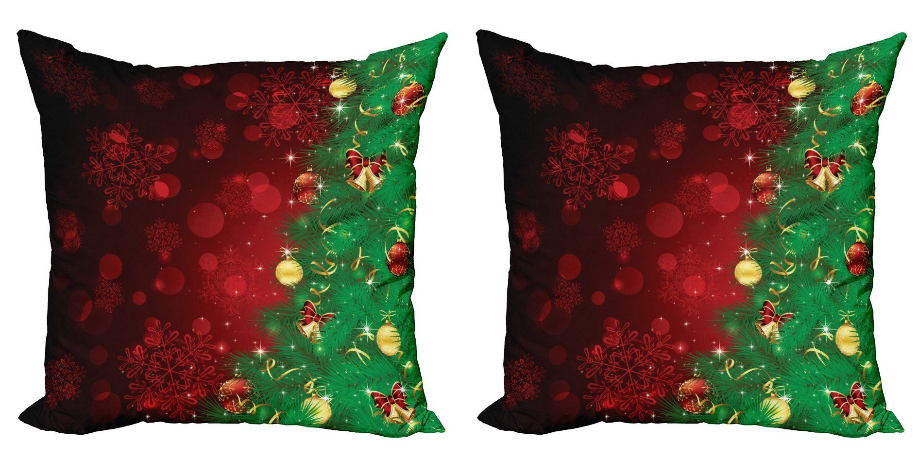 Kissenbezüge Modern Accent Doppelseitiger Digitaldruck, Abakuhaus (2 Stück), Weihnachten Jingle Bells Bäume