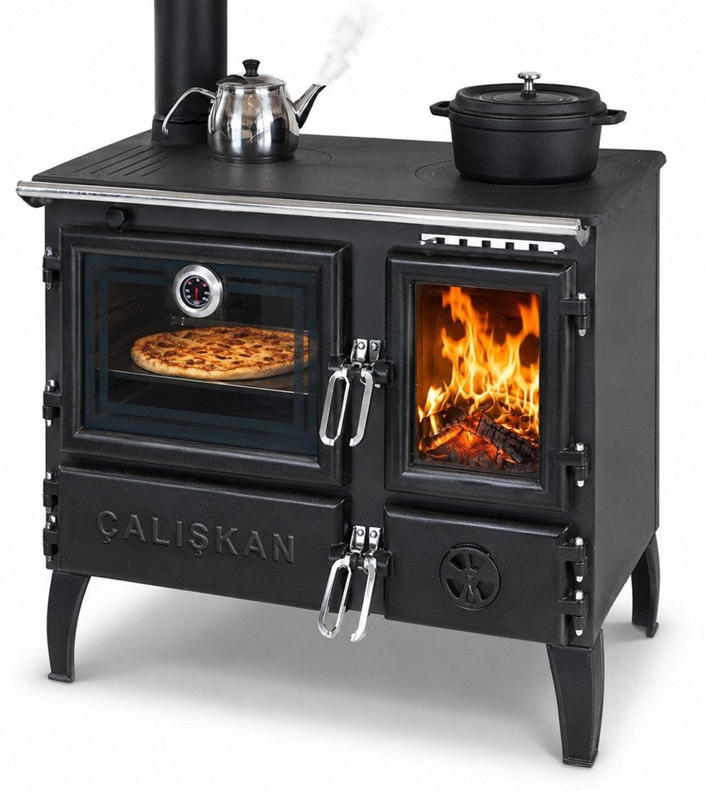 Caliskan Kaminofen Premium-Holzherd Modell 214 linke Version - Viel Gusseisen!, 6.04 kW