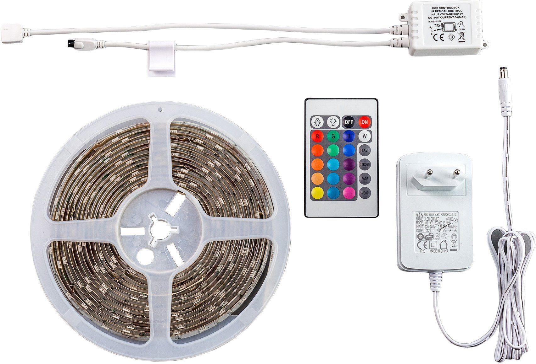 5m LED dimmbar inkl. Band/Stripe IP44 Farbwechsel B.K.Licht Fernbedienung LED-Streifen,