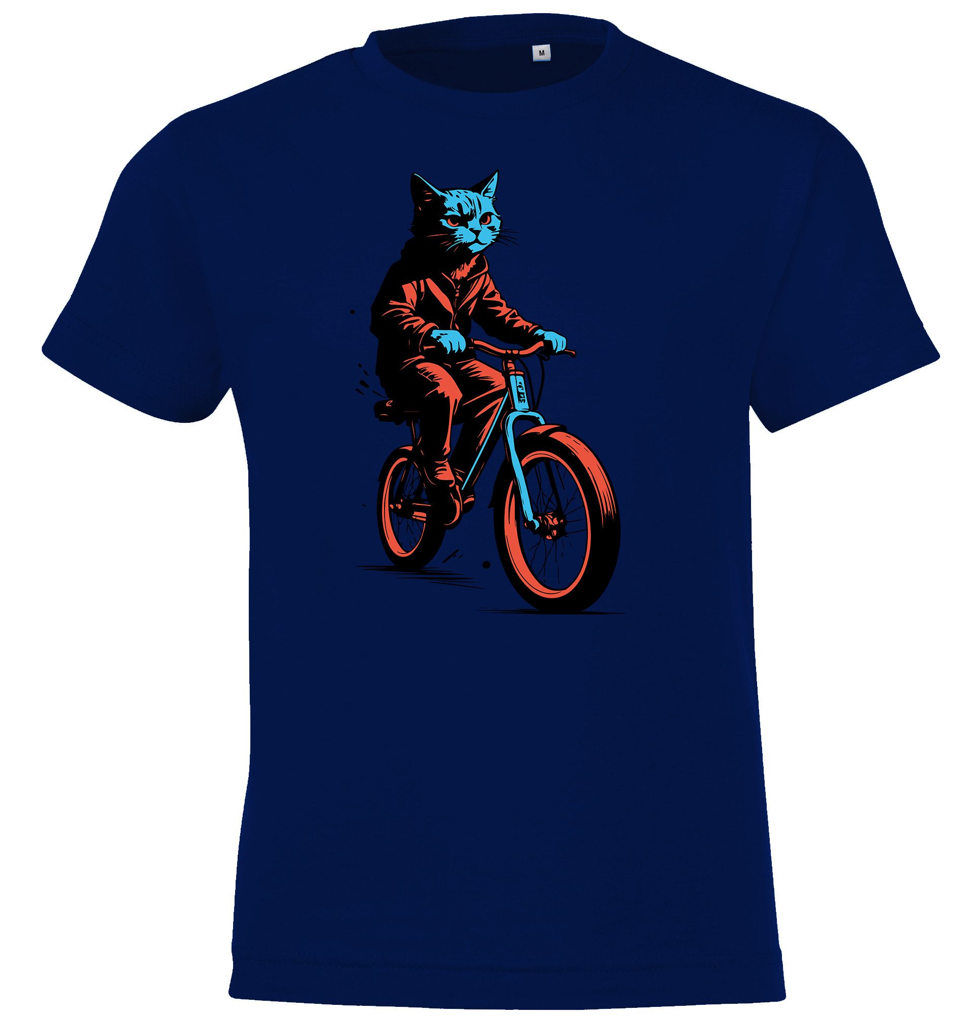 Print-Shirt Katze Fahrrad Kinder T-Shirt