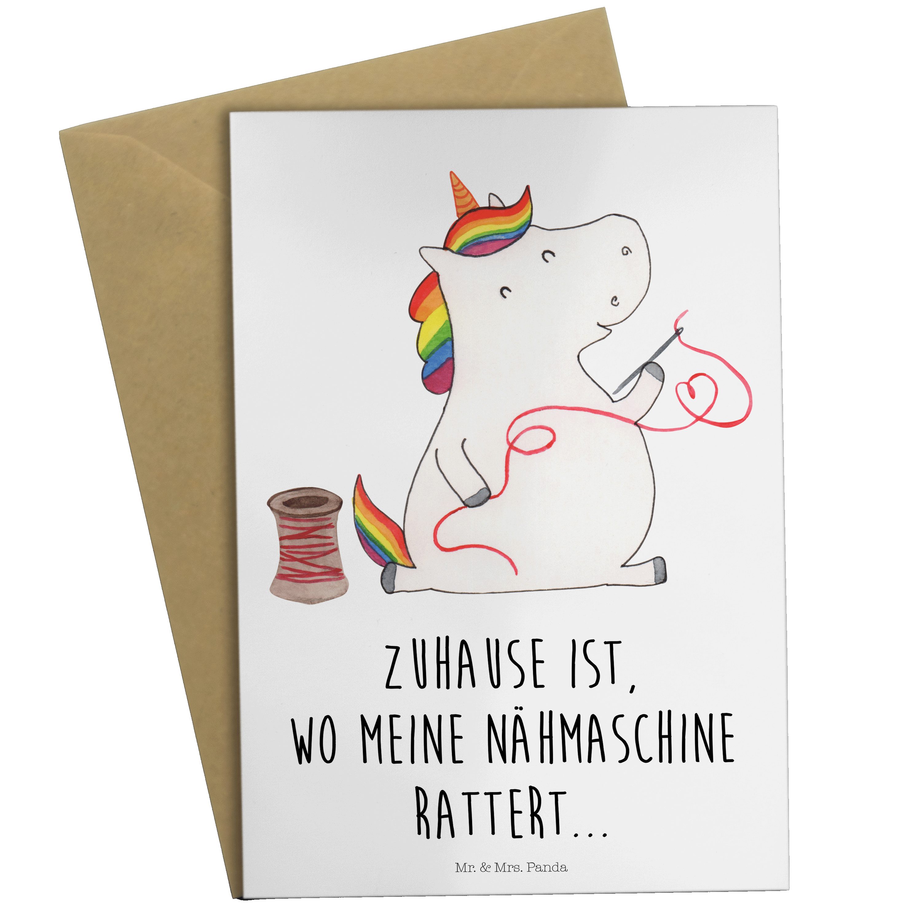 Mr. - - Unicorn Näherin Weiß Geschenk, Grußkarte Geburtstagskarte, & Einhorn basteln, Panda Mrs.