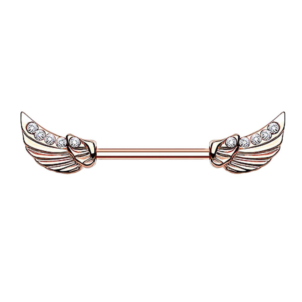 Kristallen, Brustwarzen Engelsflügel Piercing Intimpiercing Brust mit Rosegold Schmuck Tribal Taffstyle Intimpiercing Barbell Intim Tribal Brustpiercing