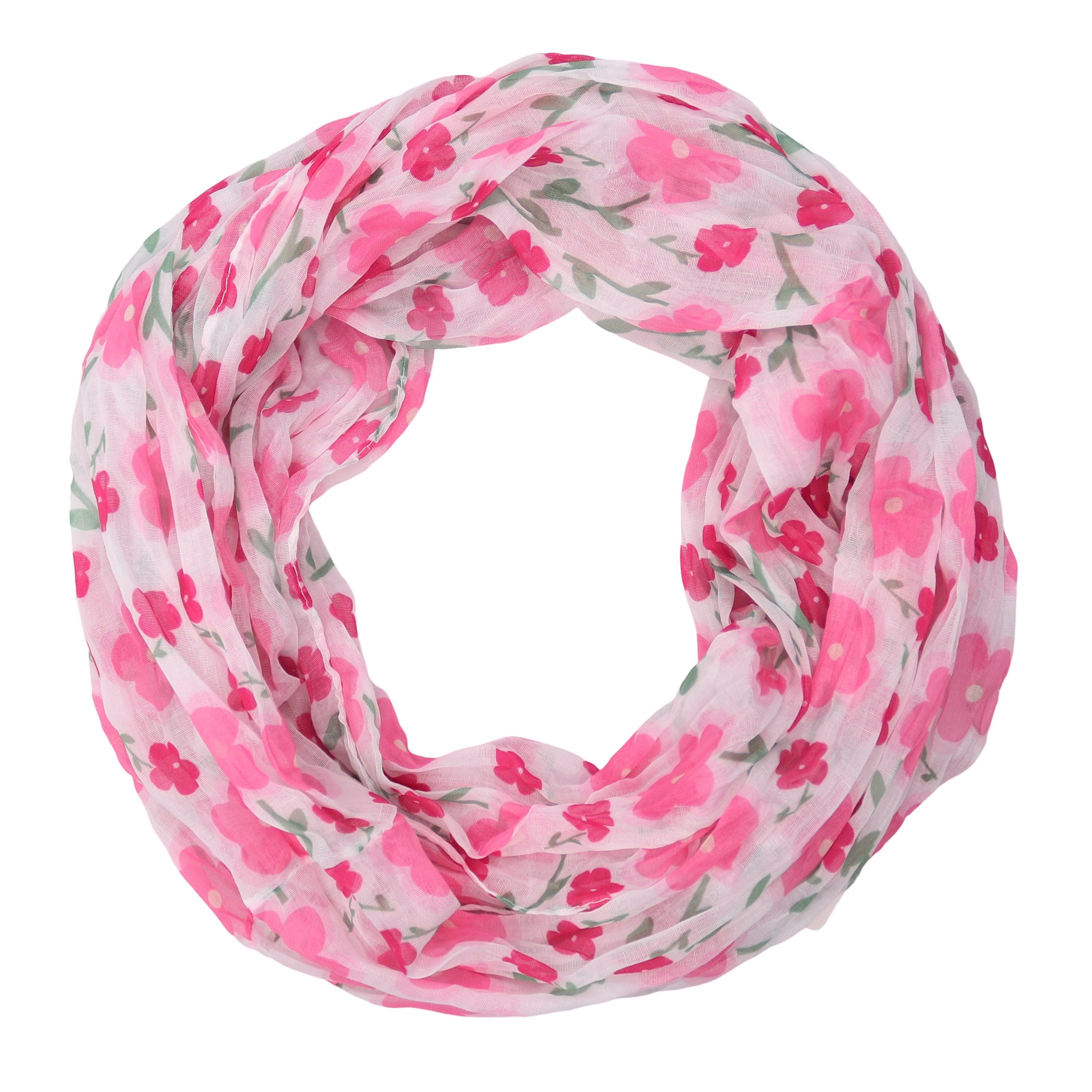 MIRROSI Loop Damen Schal mit Blumen Muster, Weich, Schlauchschal, (ca.45x75cm, zweimal um den Hals wickelbar), Damen Halstuch ideal für Frühling, Sommer oder Herbst