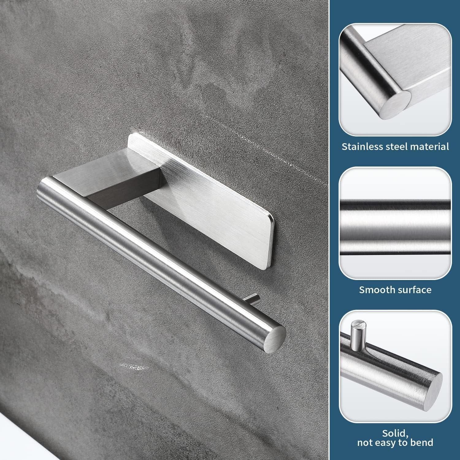 LuxusKollektion Toilettenpapierhalter Toilettenpapierhalter Ohne Bohren Selbstklebend Edelstahl Silber (1-St) – Bild 4 von 5