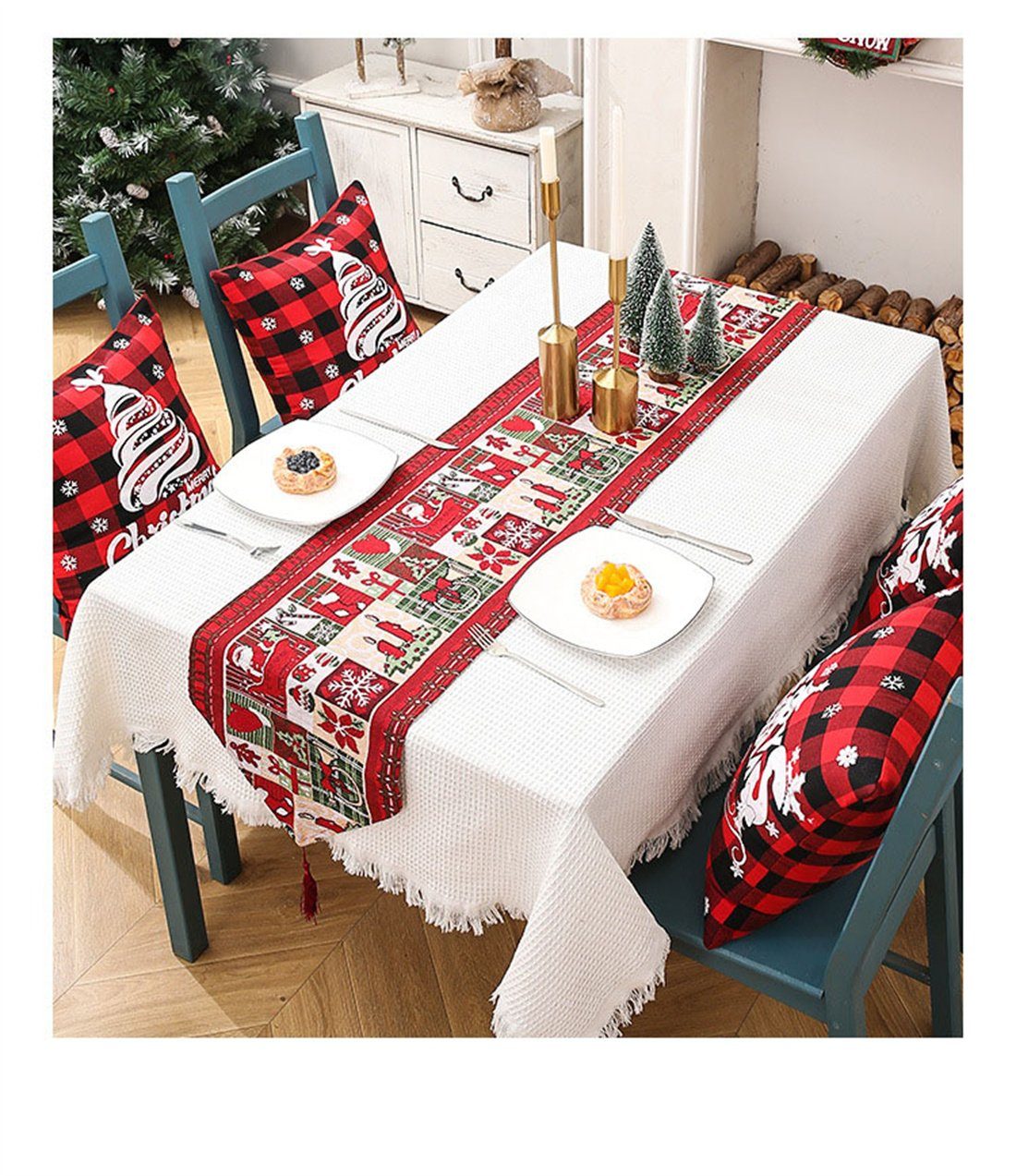 Tischdekoration Weihnachten bedruckte DÖRÖY Festliche Kreativ Tischfahnen, Tischläufer