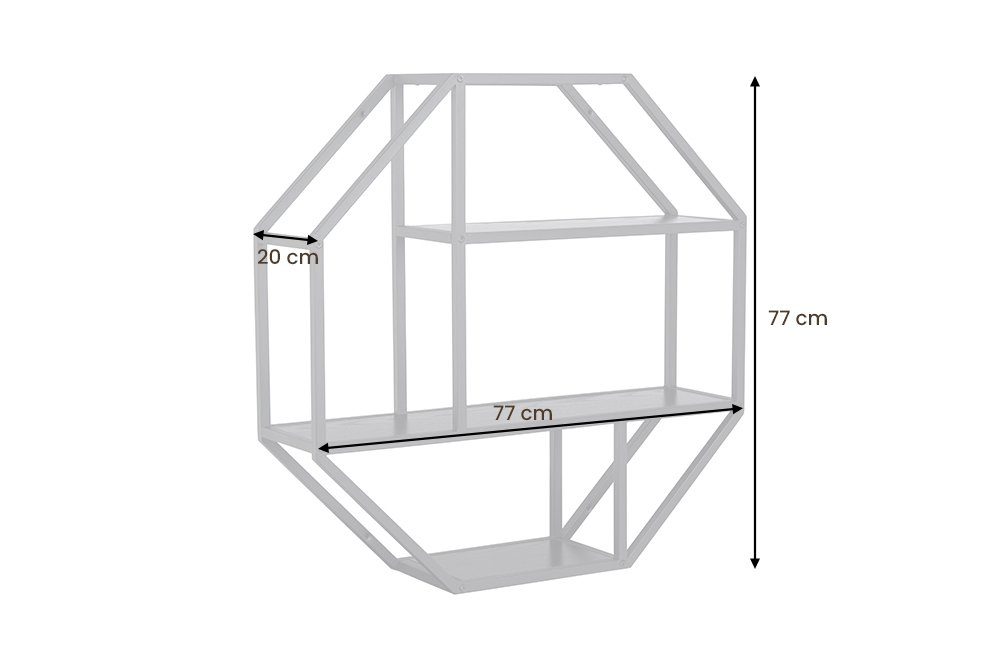 Wohnzimmer Einzelartikel SLIM LINE Industrial · Holzwerkstoff 1-tlg., · schwarz, 3 · eckig · · Metall 77cm Fächer Wandregal riess-ambiente