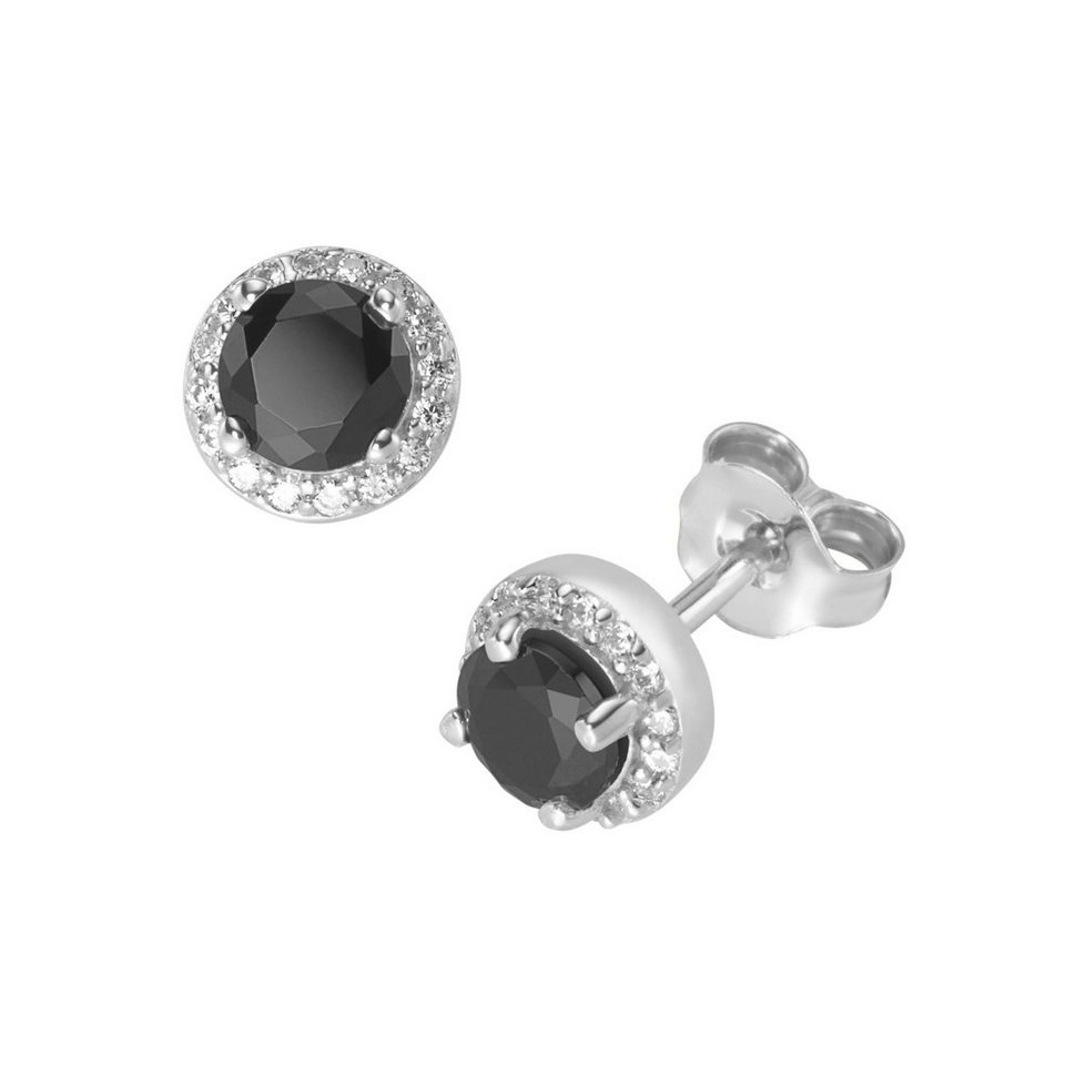 GIORGIO MARTELLO MILANO Paar Ohrstecker mit schwarzen und weißen ZIrkonia  Steinen, Silber 925