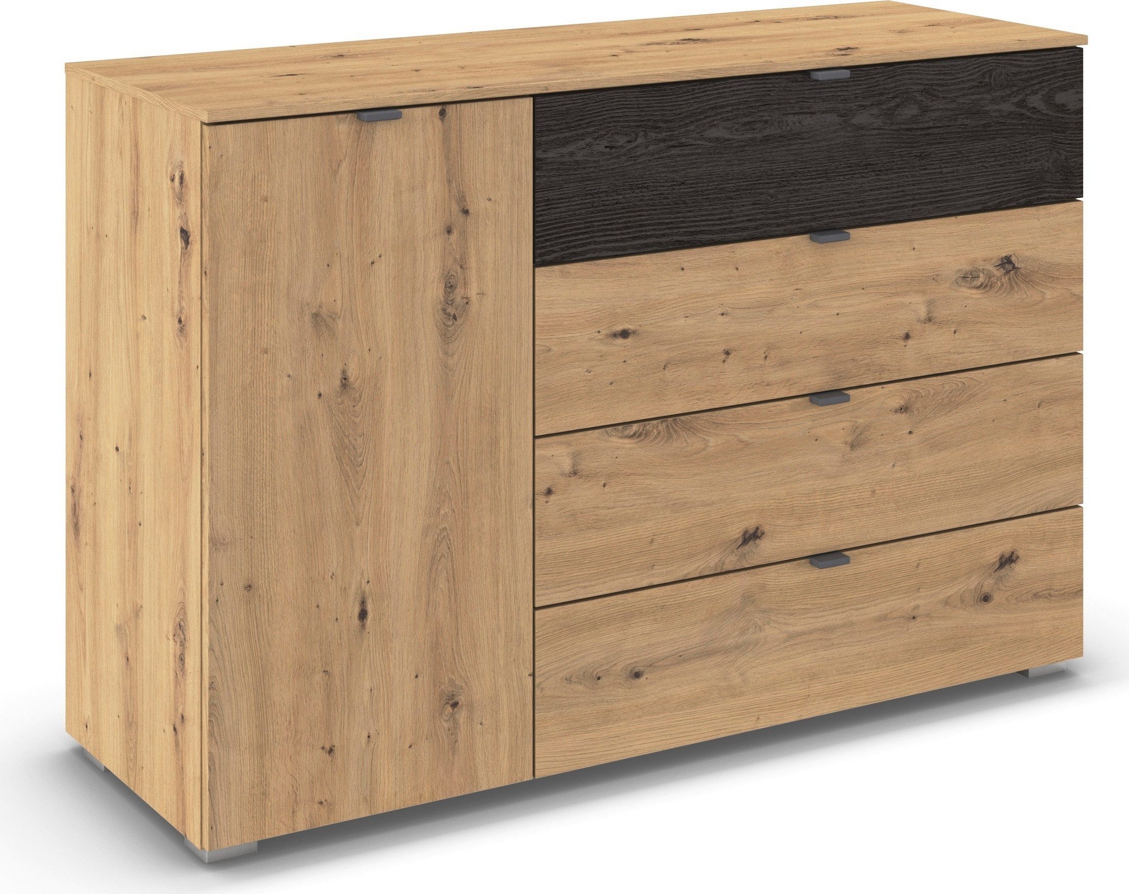 rauch Kombikommode Sideboard Kombikommode Schubladenkommode APOLLON (Breite 120 cm, Höhe 81 cm), 1 Tür, 4 breite Schubladen, Einlegeböden verstellbar MADE IN GERMANY