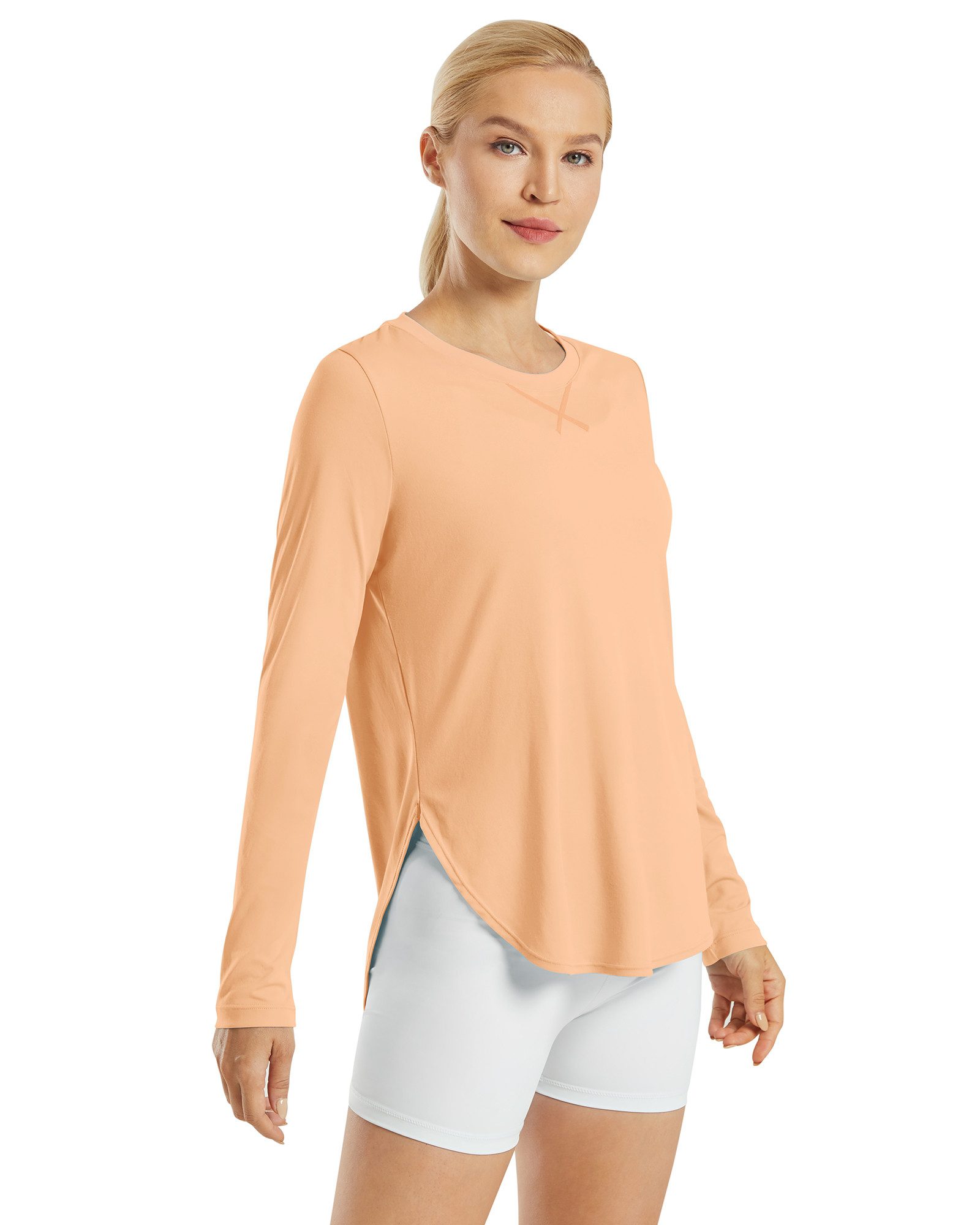 G4Free Langarmshirt Damen Langarmshirt UPF 50+ Atmungsaktiv Trainingsshirt UPF 50+ UV-Schutz,Schnelltrocknend,Atmungsaktiv, Hohe Seitenschlitze