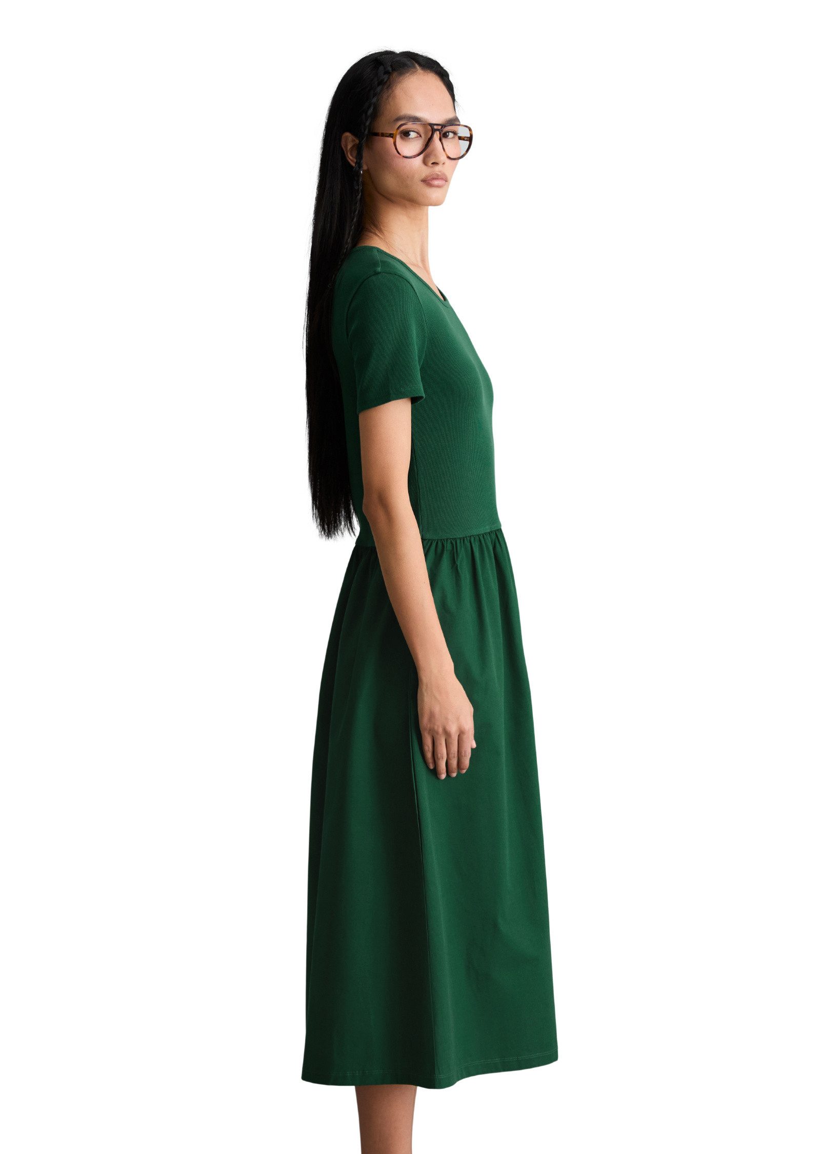 Marc O'Polo DENIM Jerseykleid mit Baumwoll-Popelinerock