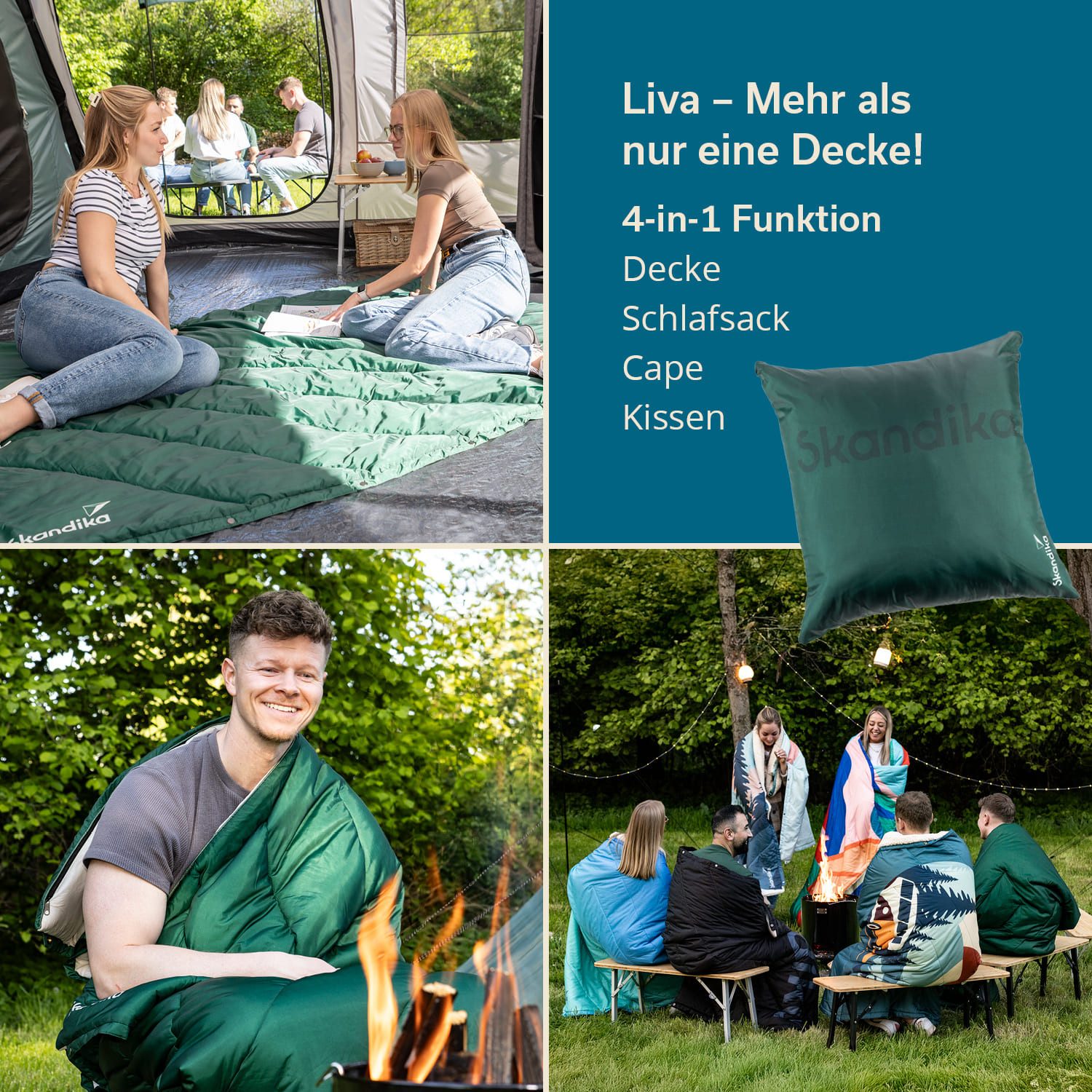 Skandika Deckenschlafsack Campingdecke Liva, 4-in-1, Outdoor günstig online kaufen