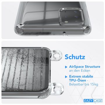 EAZY CASE Handykette Clips Schwarz für Samsung Galaxy S20 Plus / 5G 6,7 Zoll, Slimcover mit Umhängeband Case Handytasche Clear Backcover Schwarz
