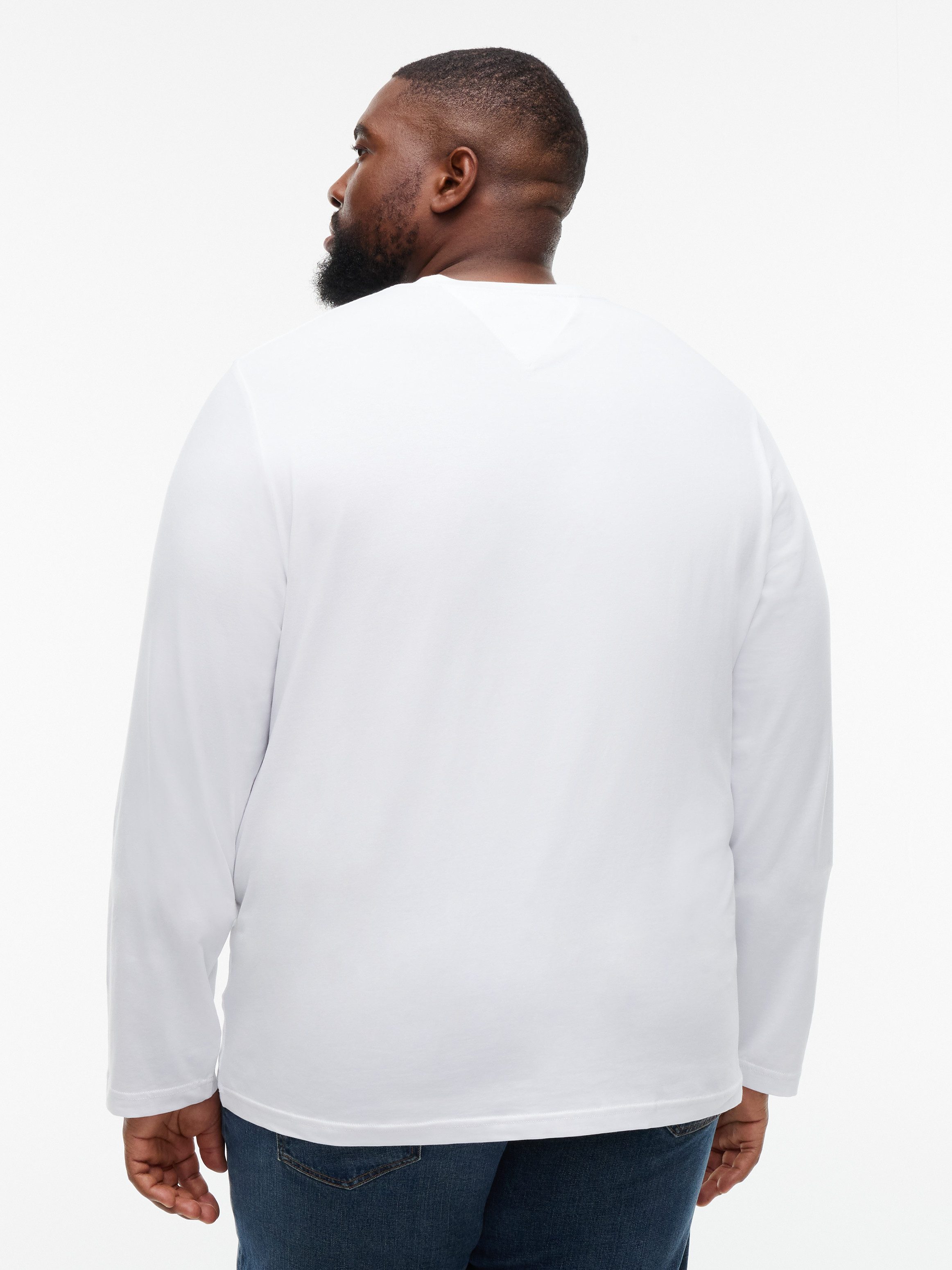 Tommy Hilfiger Big & Tall Longsleeve BT-STRETCH SLIM FIT TEE-B mit Rundhals und Logo unifarben, casual, slim fit, Baumwollmix, Rundhals, große Größen – Bild 2 von 5