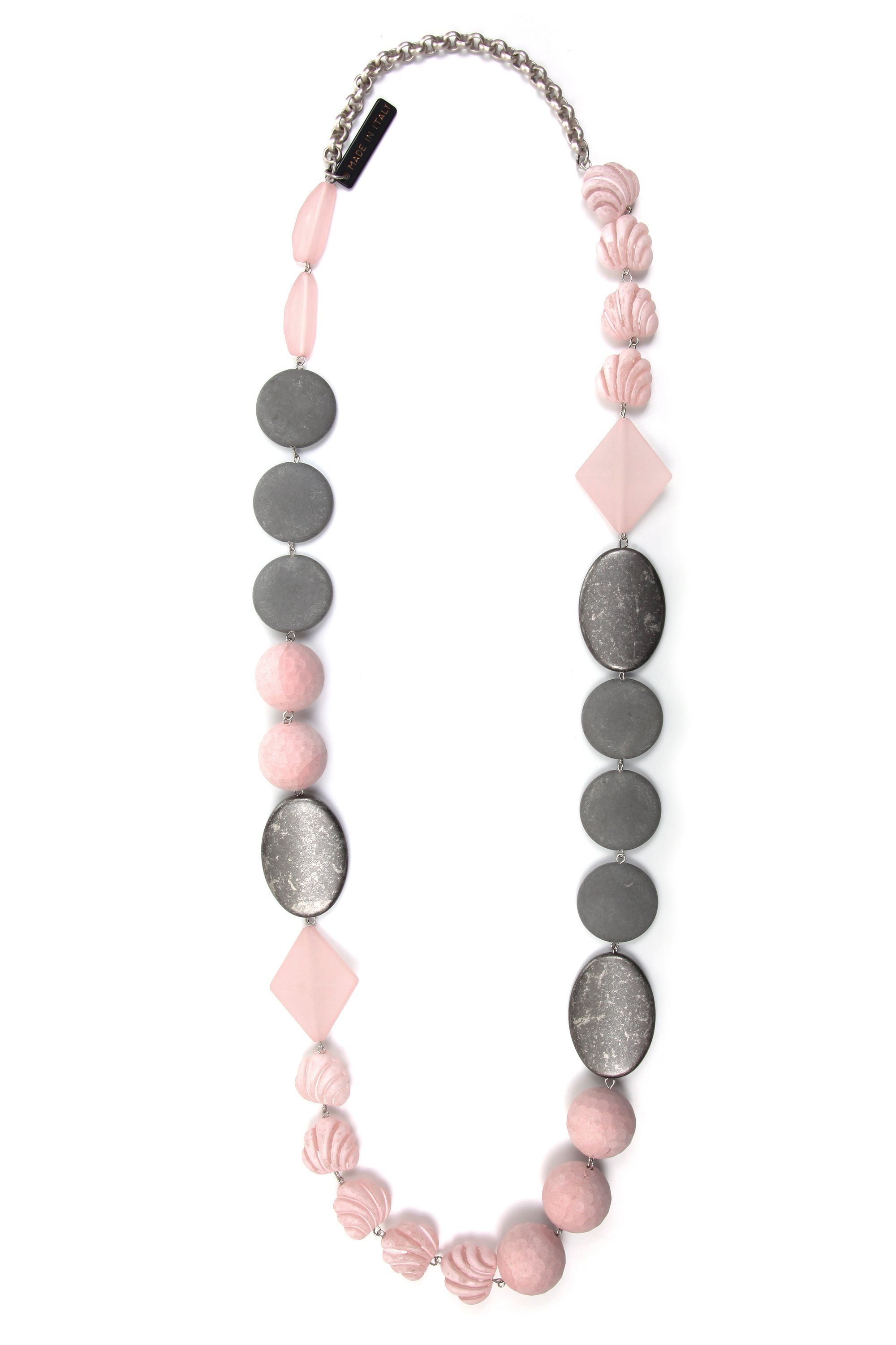 COLLEZIONE ALESSANDRO Lange Kette Marit, mit hochwerigen matten Kunststoffelementen in geometrischer Form