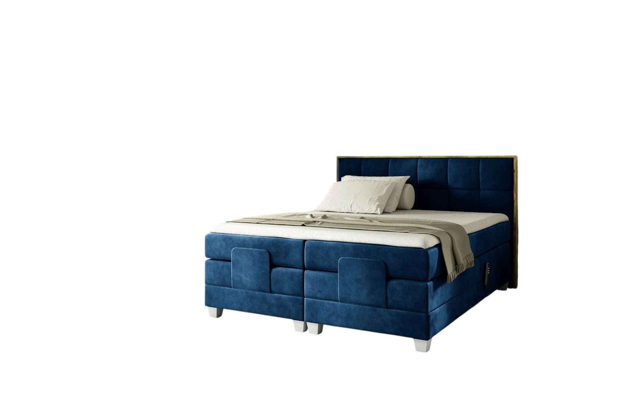 Fun Möbel Boxspringbett Schlafzimmerbett HENRY Elektrisch in Stoff Fresh (mit Bonell- und Taschenfederkernmatratze), Fuß- und Kopfteil elektrisch verstellbar