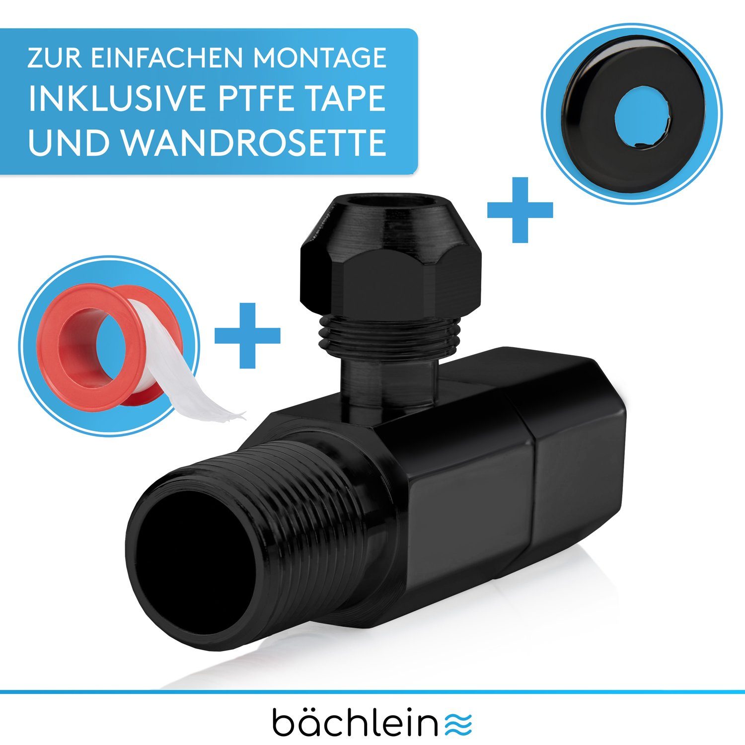 Bächlein Eckventil 2er-Set mit Schraub- oder Schnellverschluss - selbstdichtend, (2-er Set), Für Heiß- und Kaltwasser geeignet