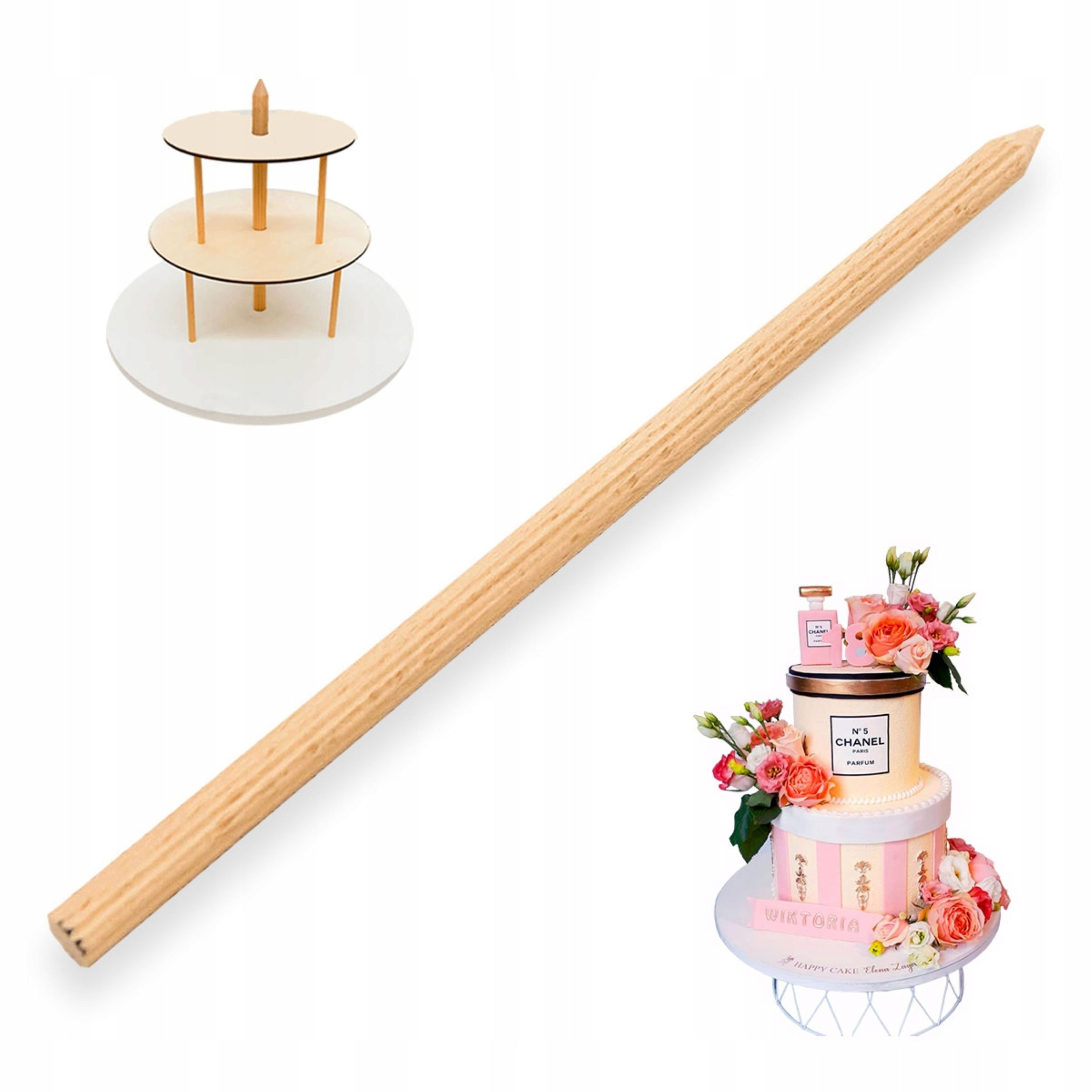 CakeLand Tortenständer ZENTRALSTANGE 25 cm für Tortenständer – Brand4Cake, Holz