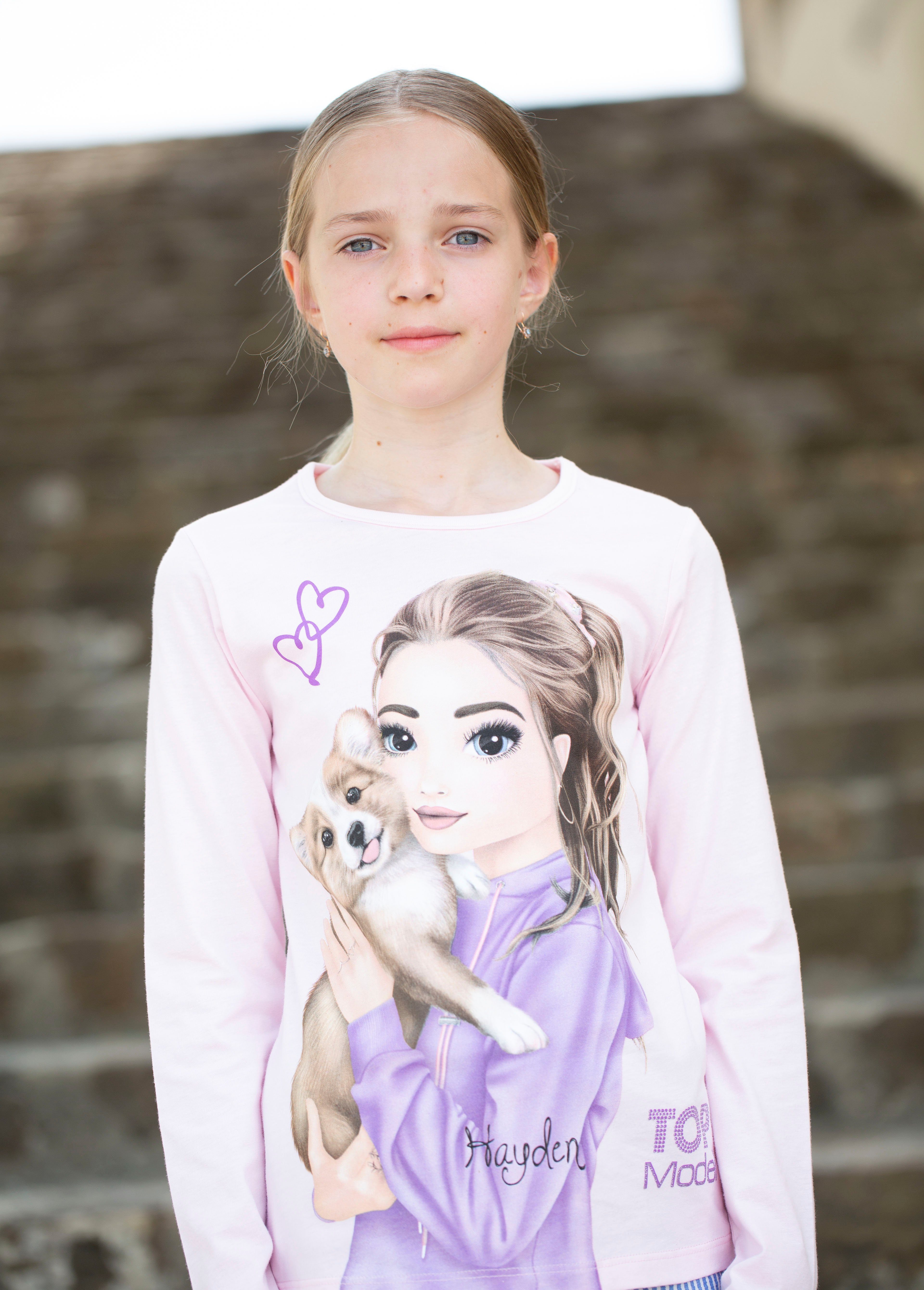 TOPModel Langarmshirt mit großem TOP Model Frontmotiv