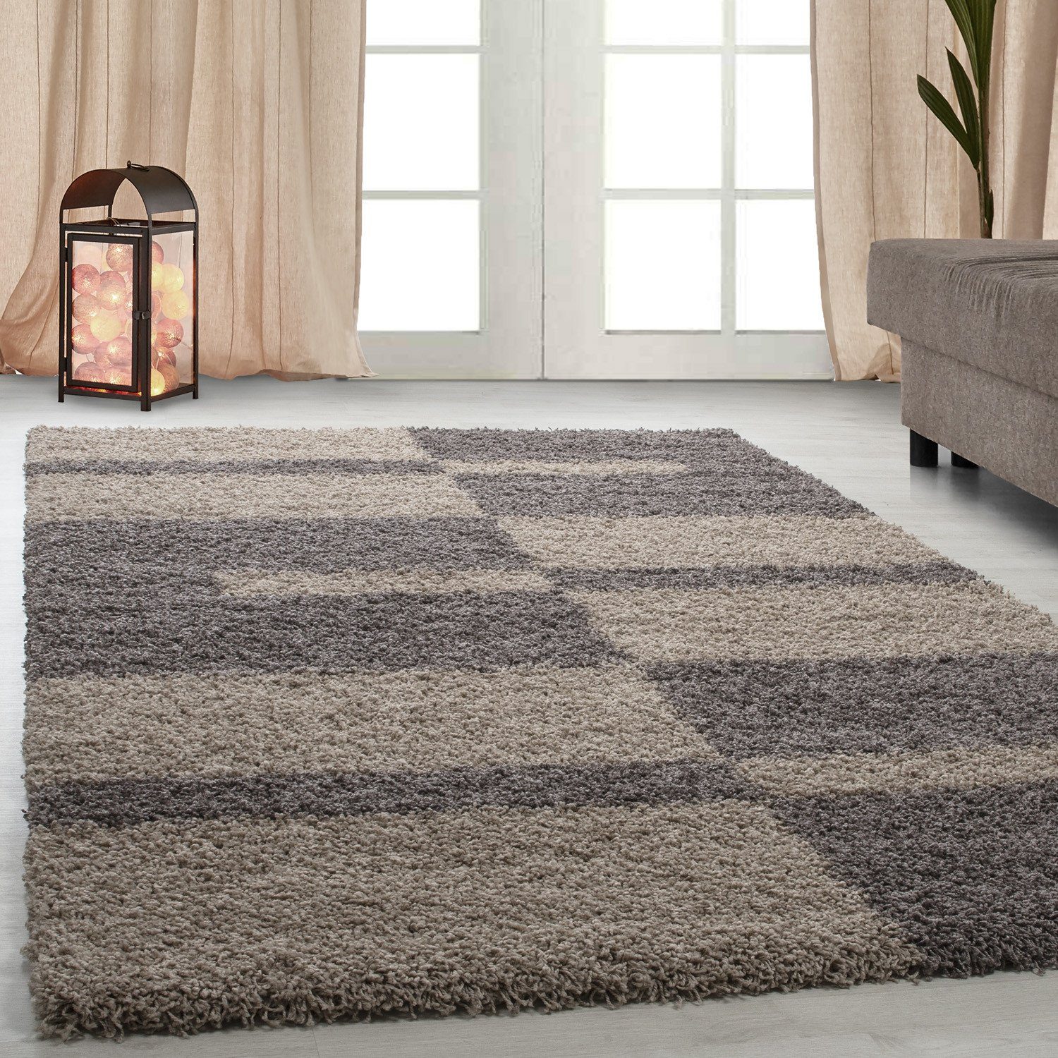 Teppich Boss Teppich Hochflor Teppich Gianna Taupe, rechteckig, Höhe: 30 mm