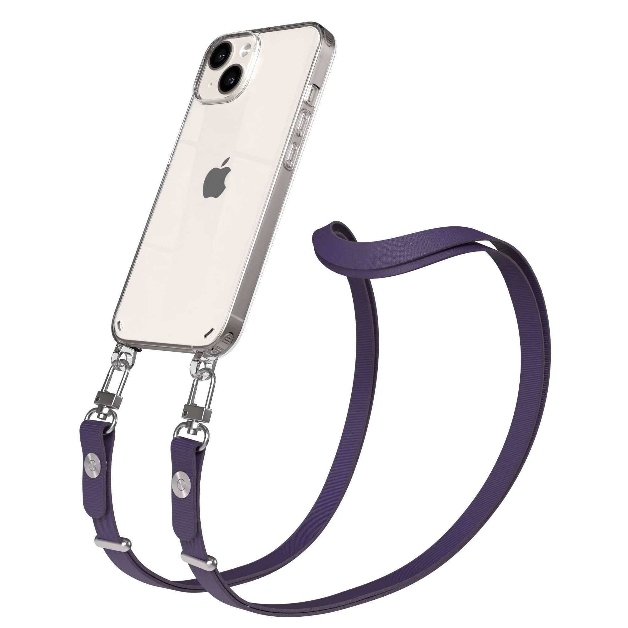 EAZY CASE Handykette für Apple iPhone 14 Handyhülle mit Handyband magnetisch, Verstellbares Handyband in Lila mit Magnetverschluss bis 1,90 m