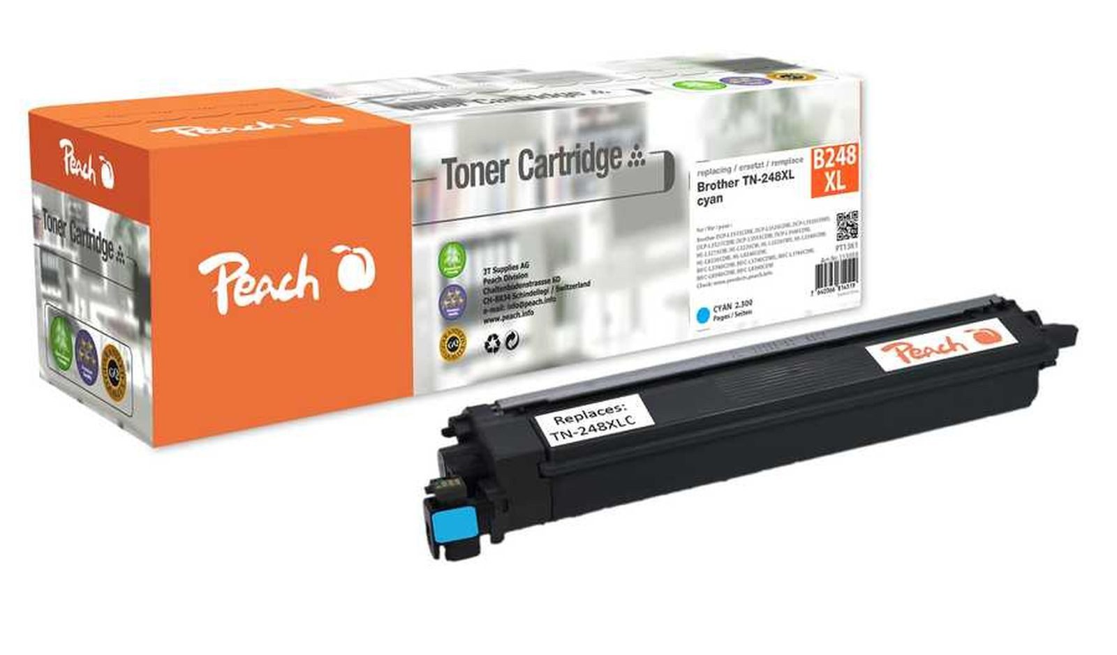 Peach Tonerpatrone Tonermodul cyan, kompatibel zu Brother TN-248XLC