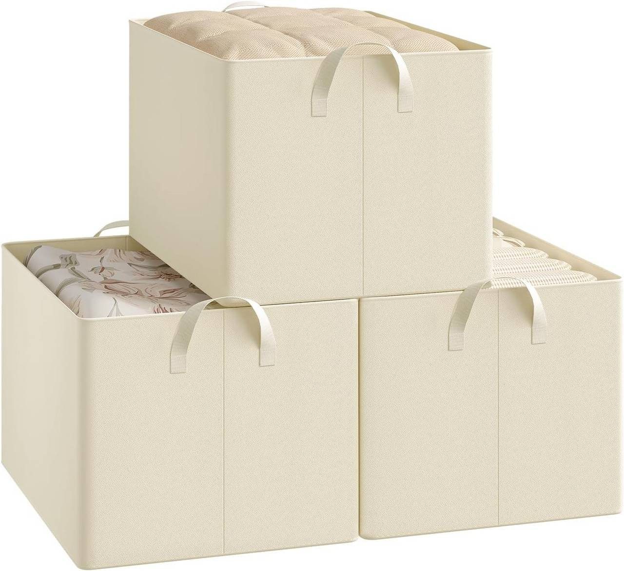 Woltu Aufbewahrungsbox (3 St), Aufbewahrungswürfel Stoff, mit Griffen, faltbar