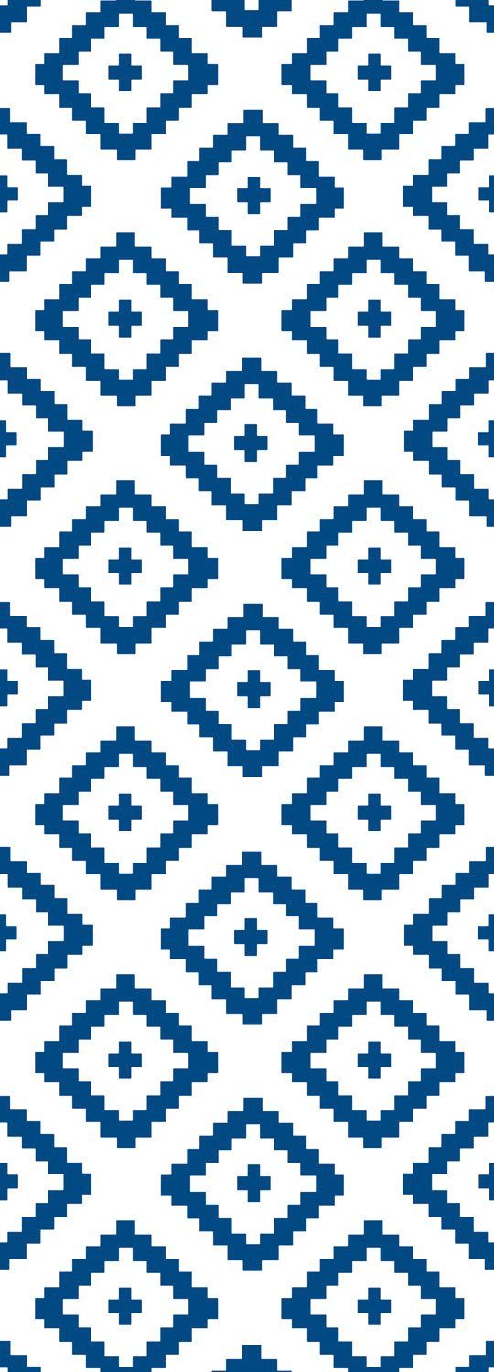 queence Vinyltapete Olm - blau, glatt, 3D-Optik, Motiv, bedruckt, clean, 90x250cm, selbstklebend, kinderleichte Anbringung, Sticker