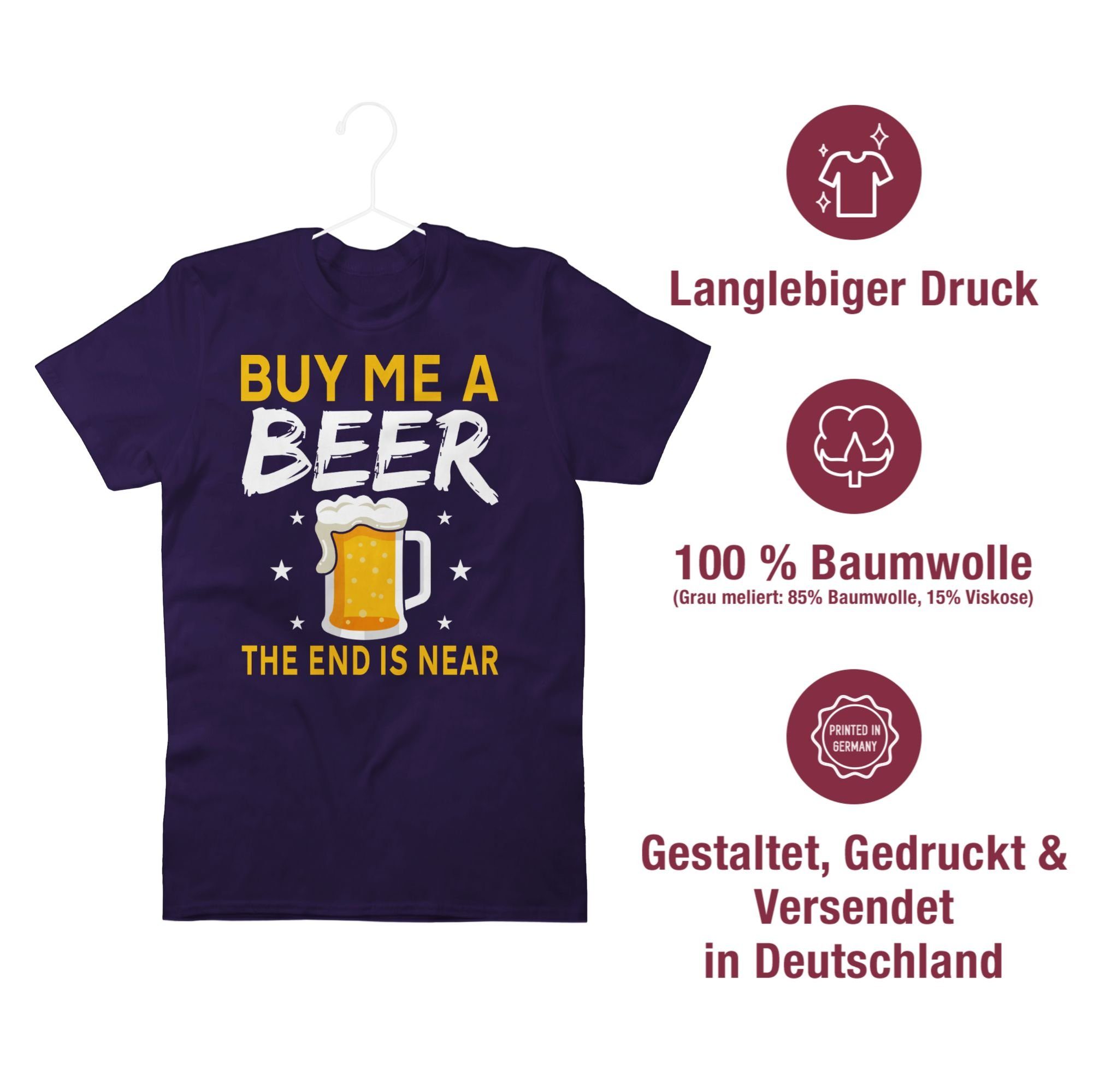 Shirtracer T-Shirt Buy Männer me 03 Sterne the end beer Bier near a Lila is JGA