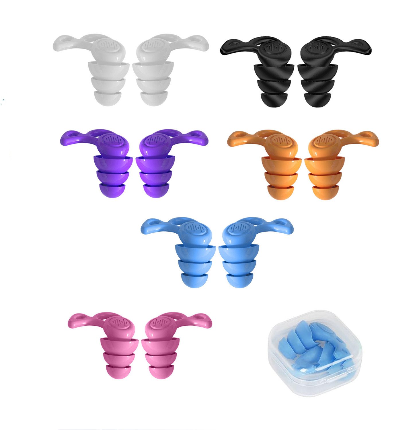 Coonoor Gehörschutzstöpsel 6 Paar Wasserdichte Wiederverwendbare Weich Silikon Ohrstöpsel, Ohrenstöpsel für wiederverwendbarer Silikon High Fidelity Gehörschutz