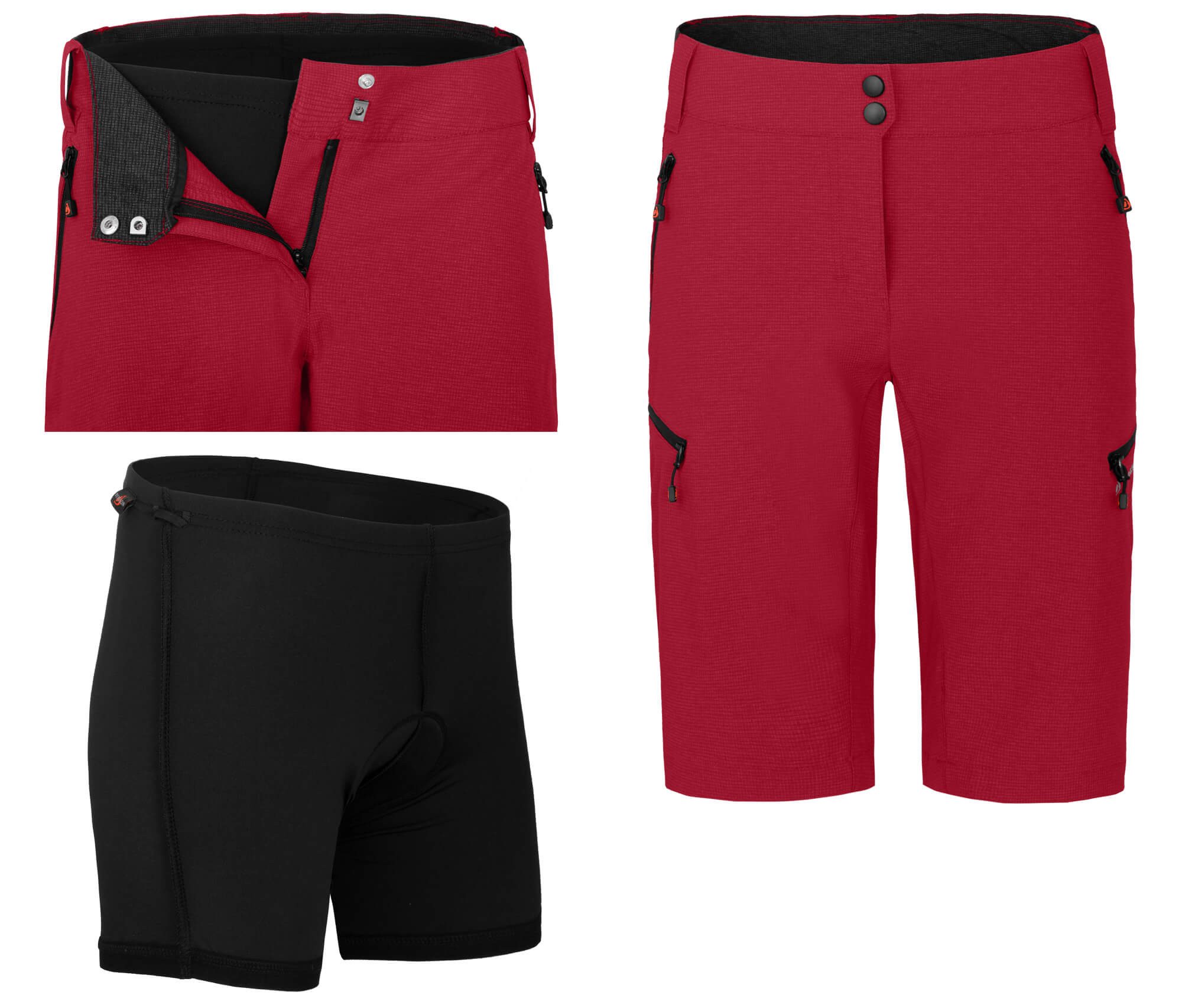 Bergson Fahrradhose VINA Bermuda Damen 2in1 Radshorts (mit gepolsterter Innenhose), robust, elastisch
