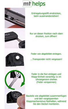 mt-key Auto Klapp Schlüssel Ersatz Gehäuse 3 Tasten + Rohling + VARTA CR1620 Knopfzelle, CR1620 (3 V), für Mazda 2 DE 6 GH CX-7 ER MX-5 NC 3 BL 5 CR Funk Fernbedienung