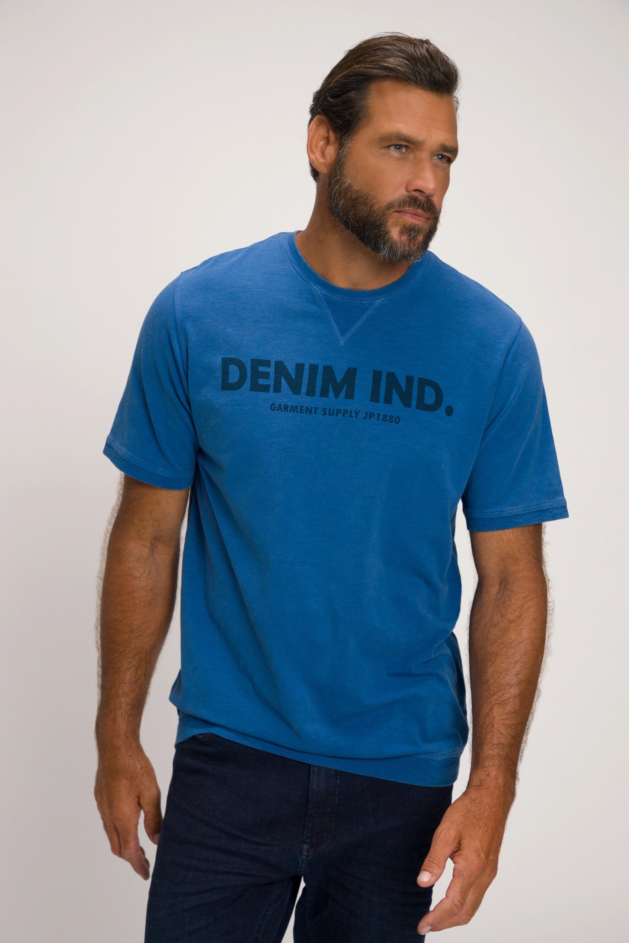JP1880 T-Shirt blau Halbarm Bauchfit T-Shirt bis 8XL Flammjersey