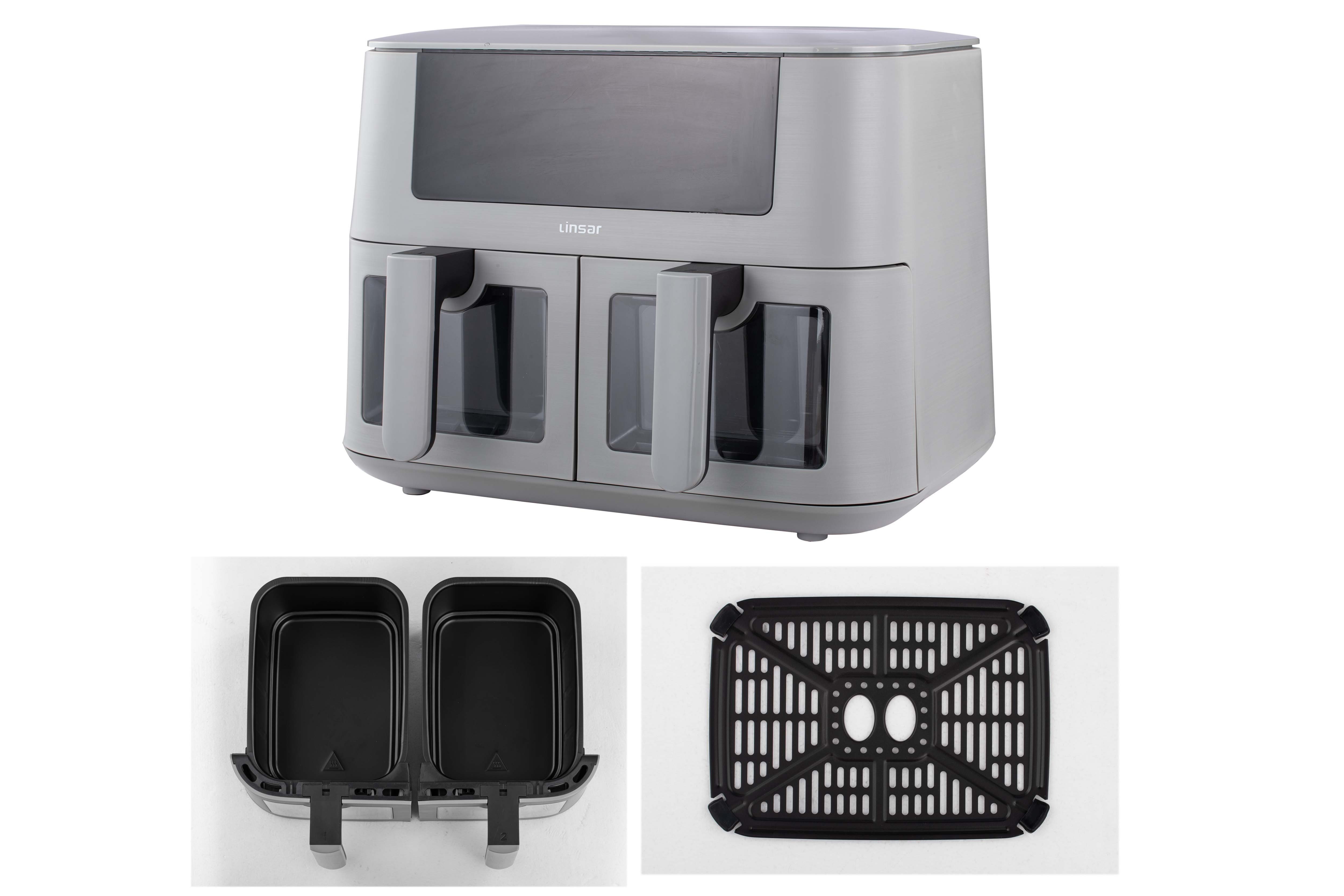Linsar Heißluftfritteuse, 3000,00 W, Doppelkammer, Air Fryer 2 Fächer, Touchscreen, 9 Progamme